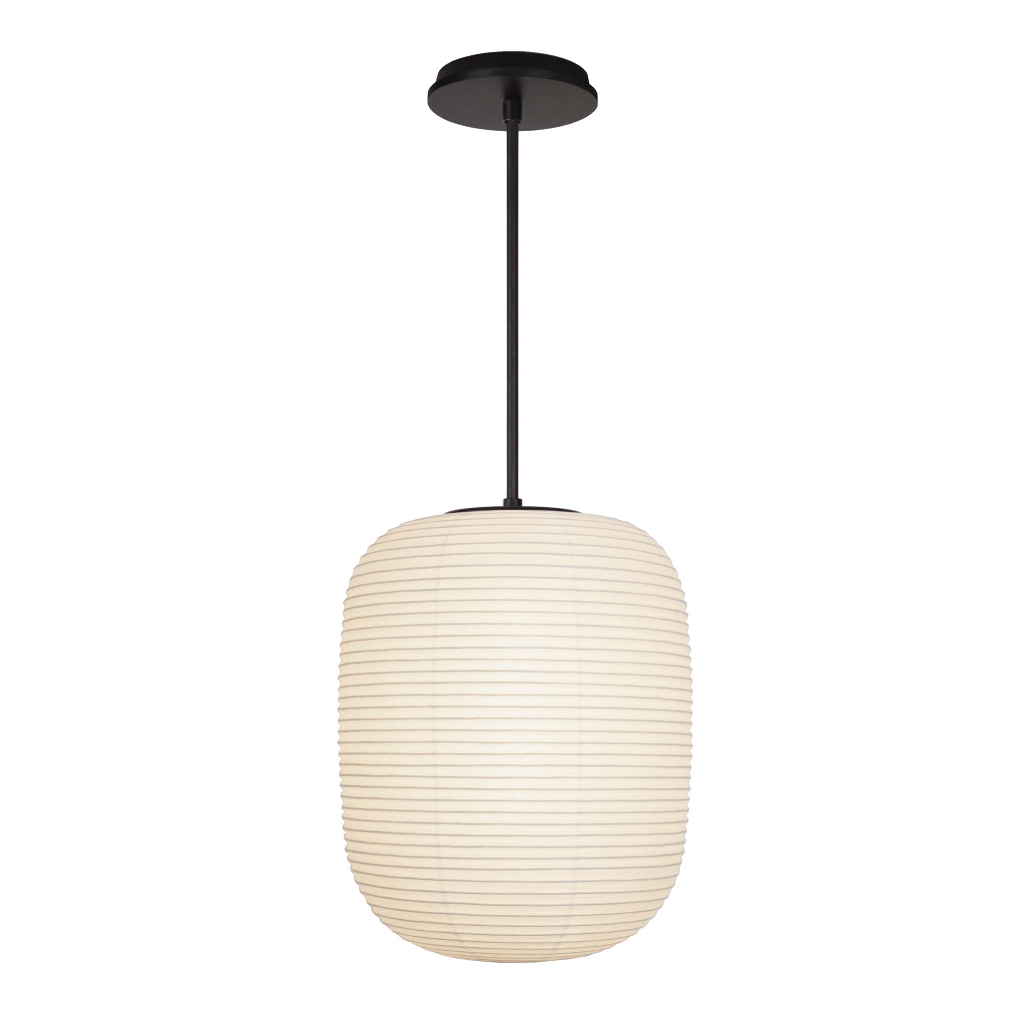 Umi Pendant shown in Matte Black with a Black Stained Wood Canopy