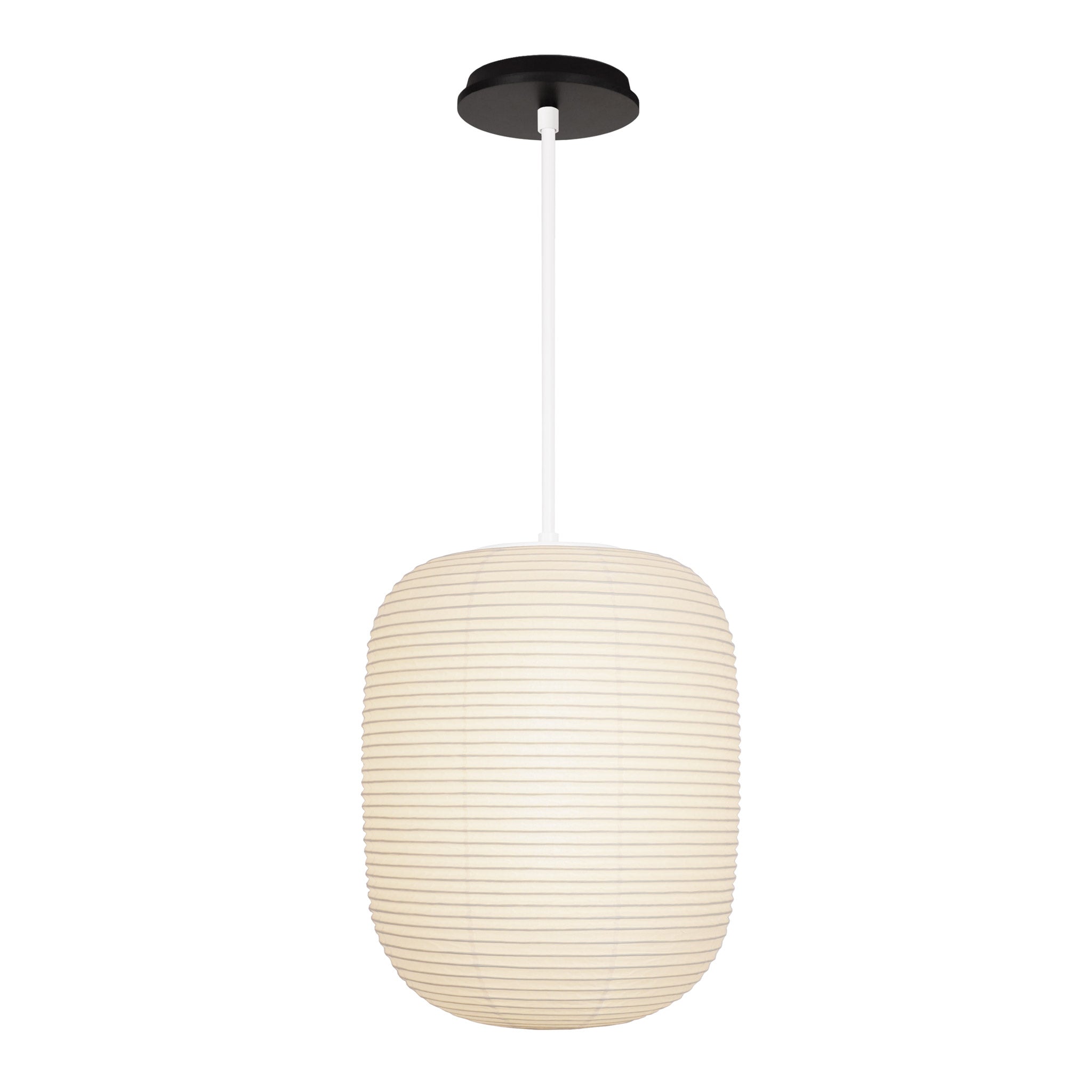 Umi Pendant shown in White with a Black Stained Wood Canopy
