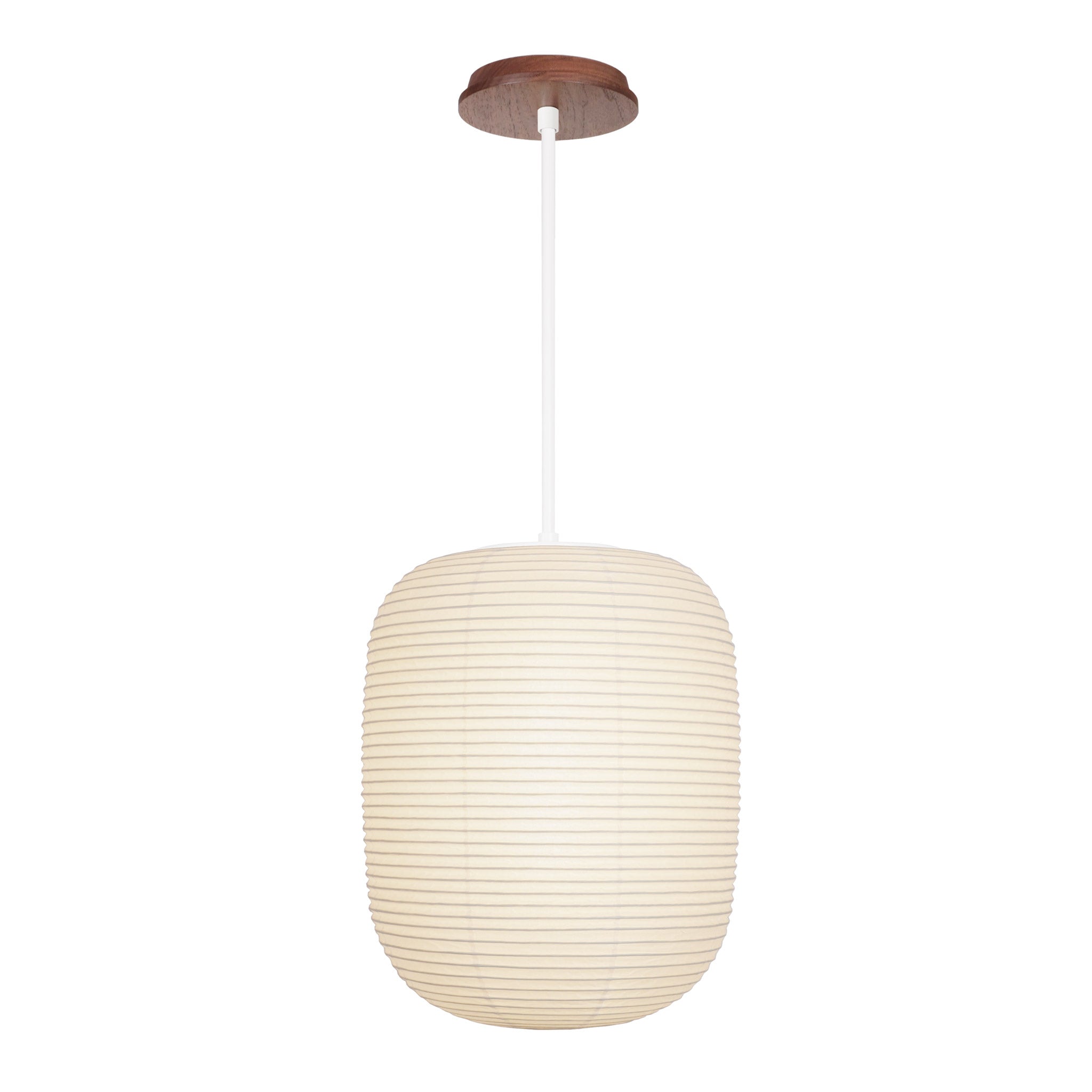 Umi Pendant shown in White with a Walnut Wood Canopy