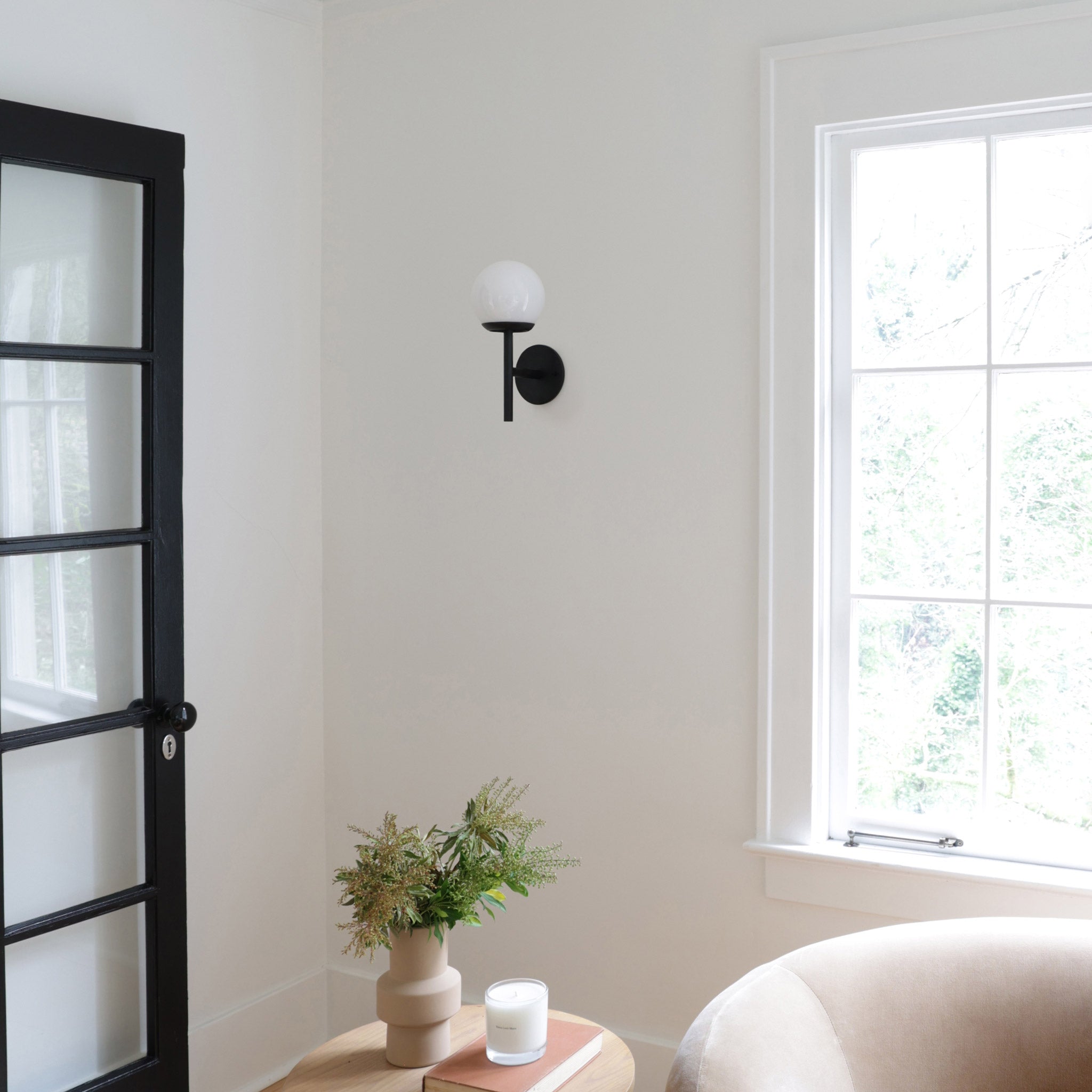 Athena 6" shown in Matte Black with an Opal 6" globe