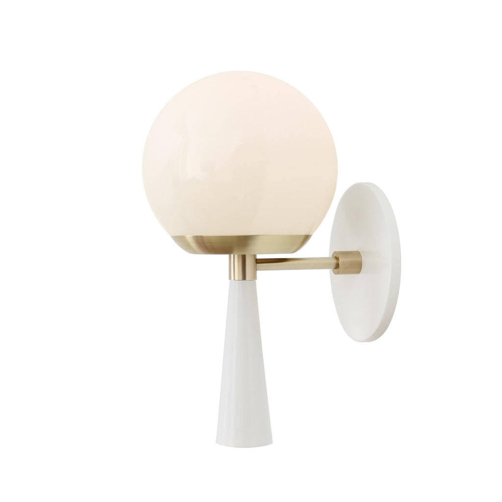Audrey 6" shown in White with Brass with an Opal 6" globe.