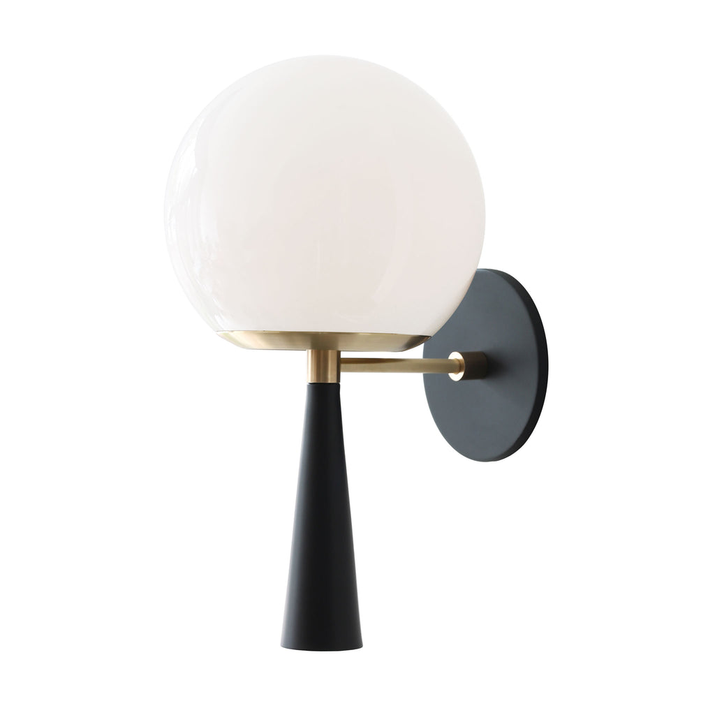 Audrey 8" shown in Matte Black with Brass with an Opal 8" globe.