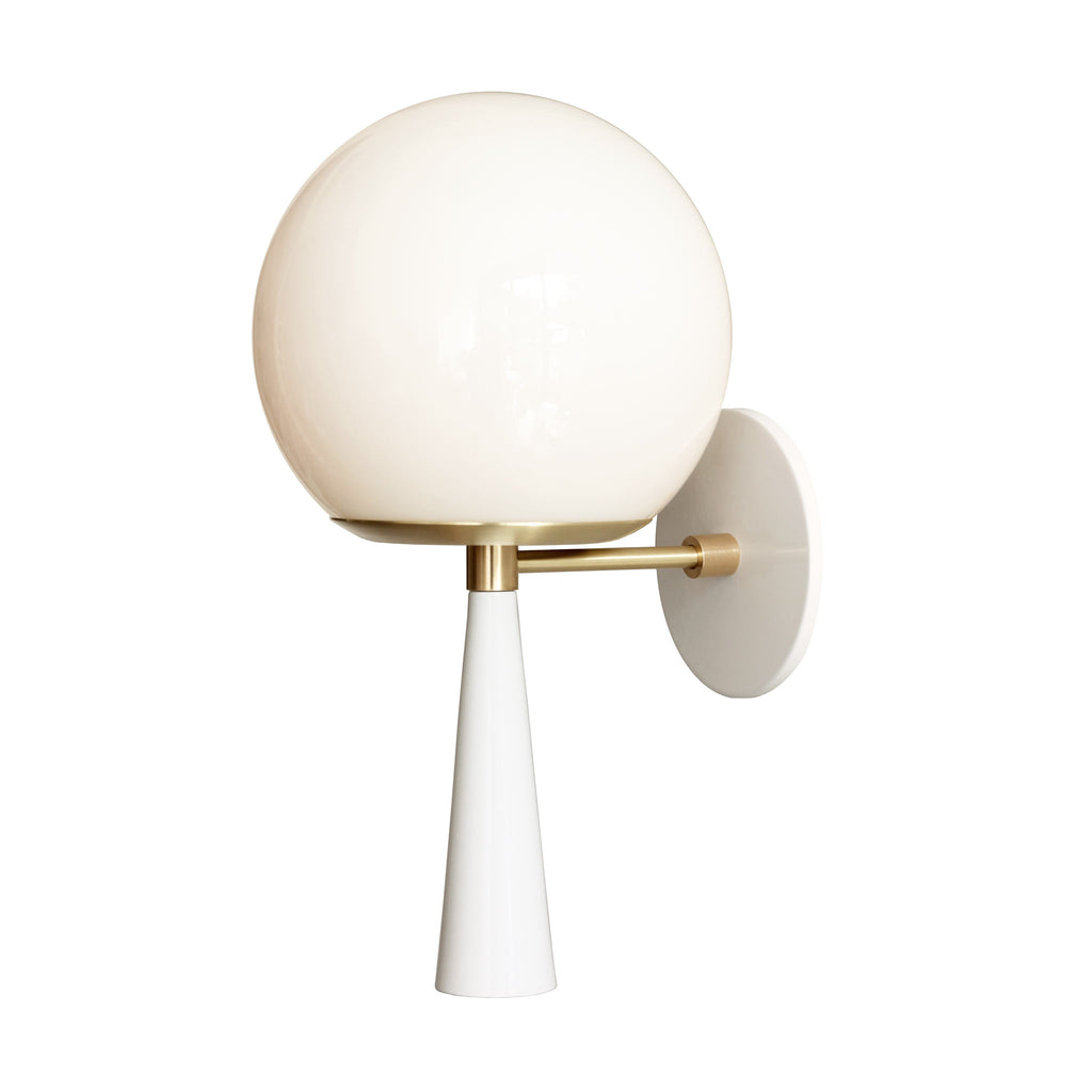 Audrey 8" shown in White with Brass with an Opal 8" globe.