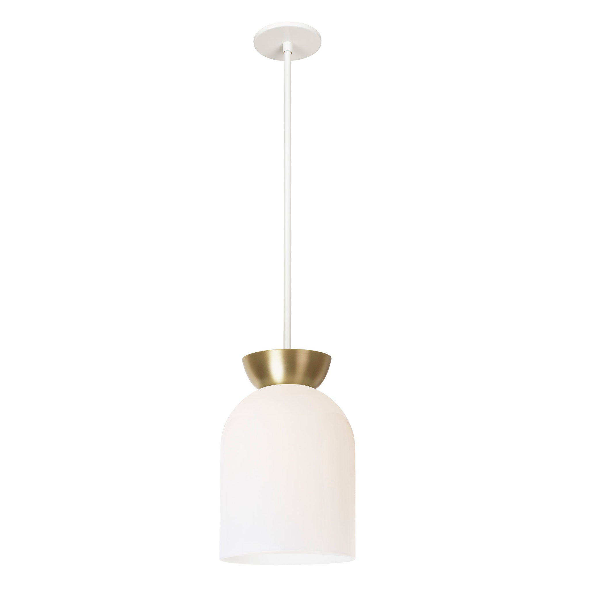 Colette Pendant shown in Opal Glass with Brass and White