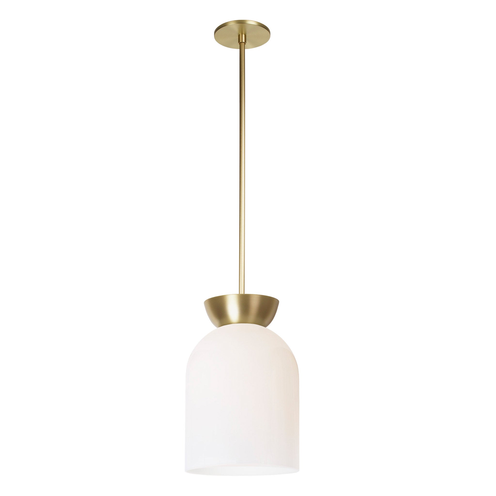 Colette Pendant shown in Opal Glass with Brass