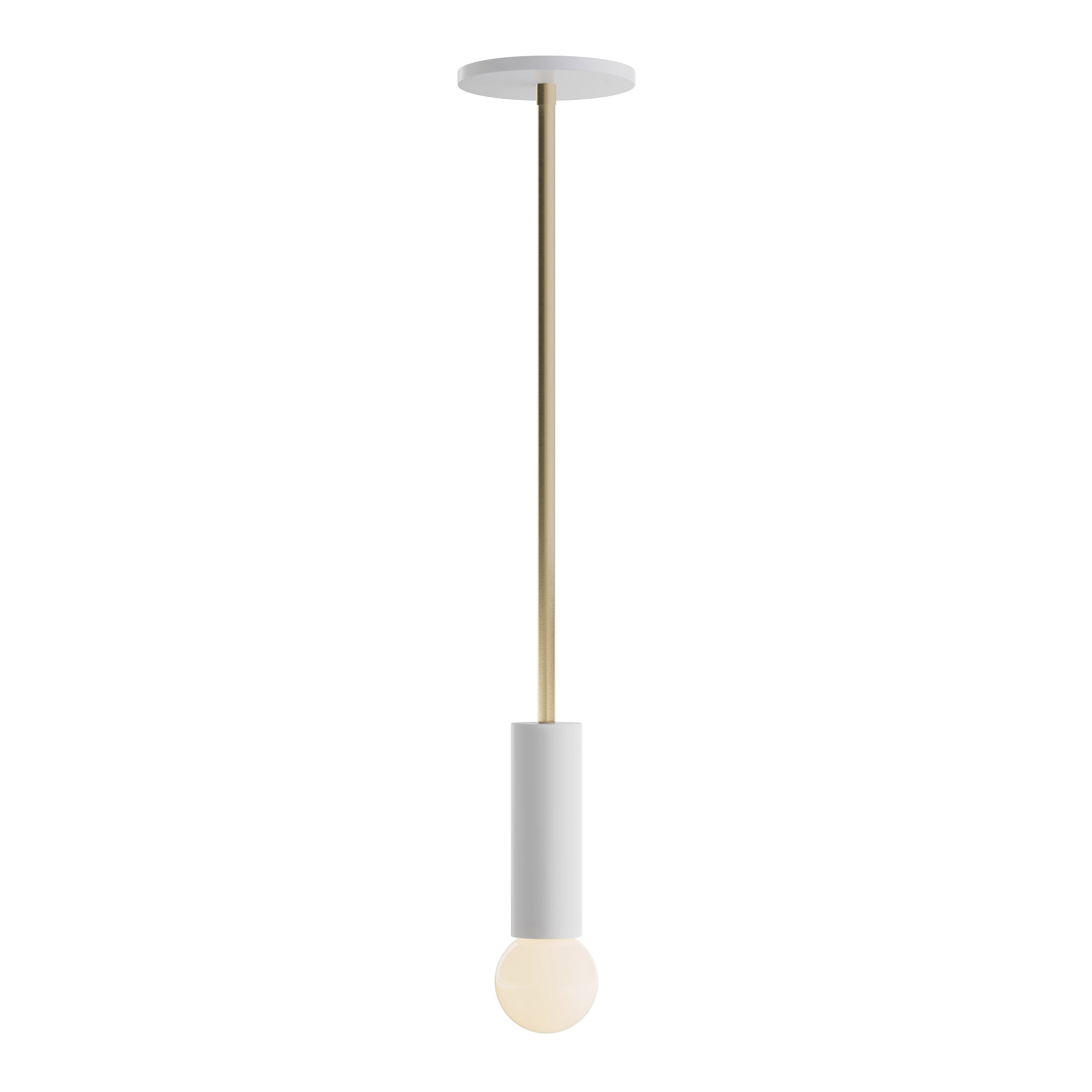Fjord Rod Pendant shown in White with Brass