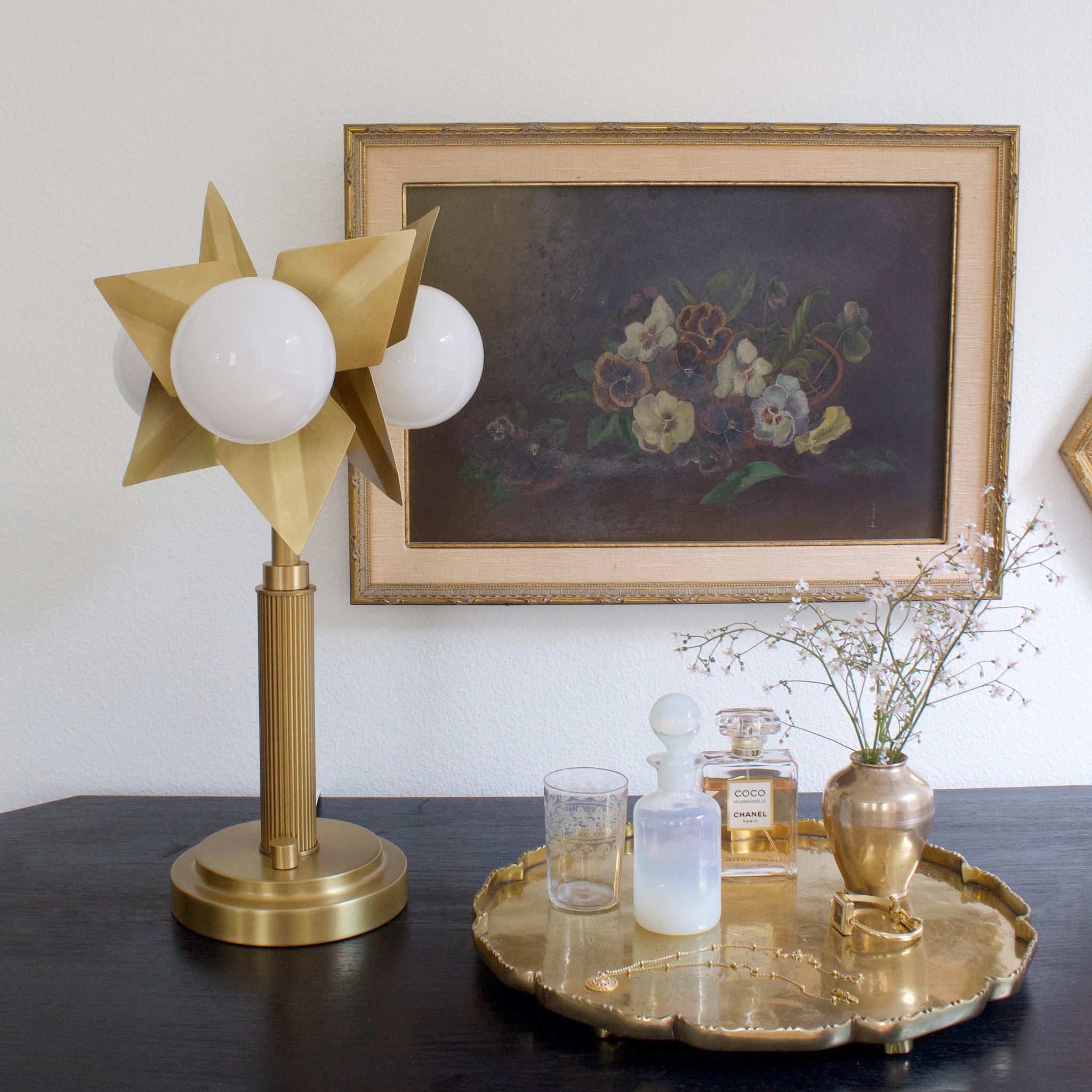 Florence Table Lamp shown in Heirloom Brass