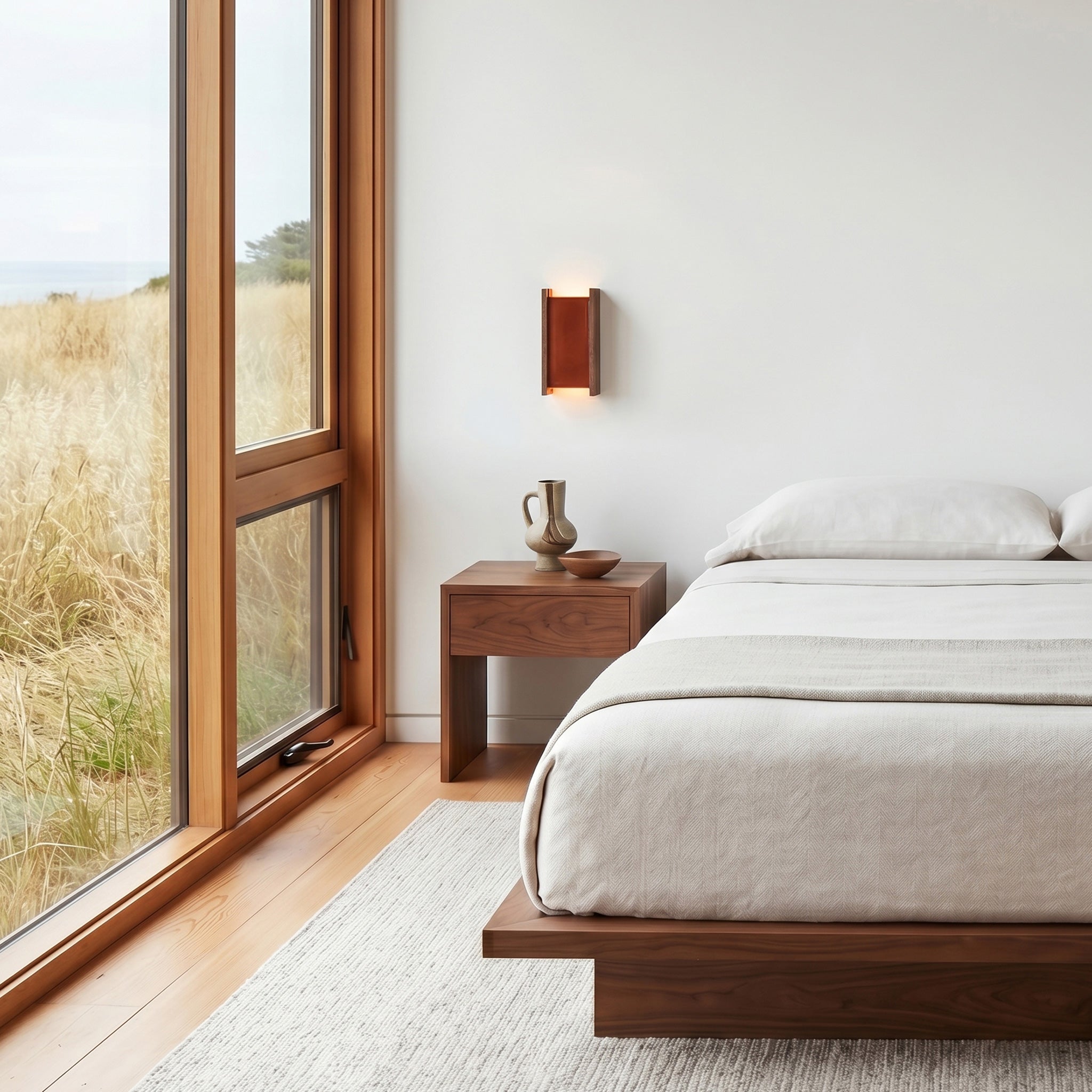 McKenzie Sconce shown in Walnut with a Cinnamon Ceramic Finish