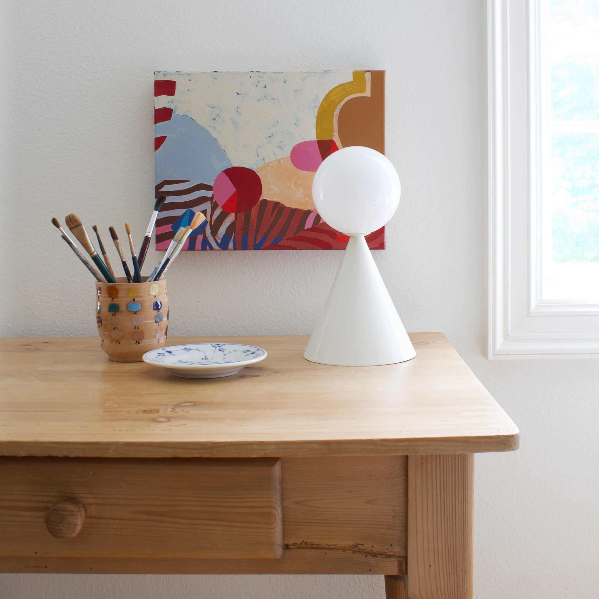 Mini Summit Table Lamp shown in White