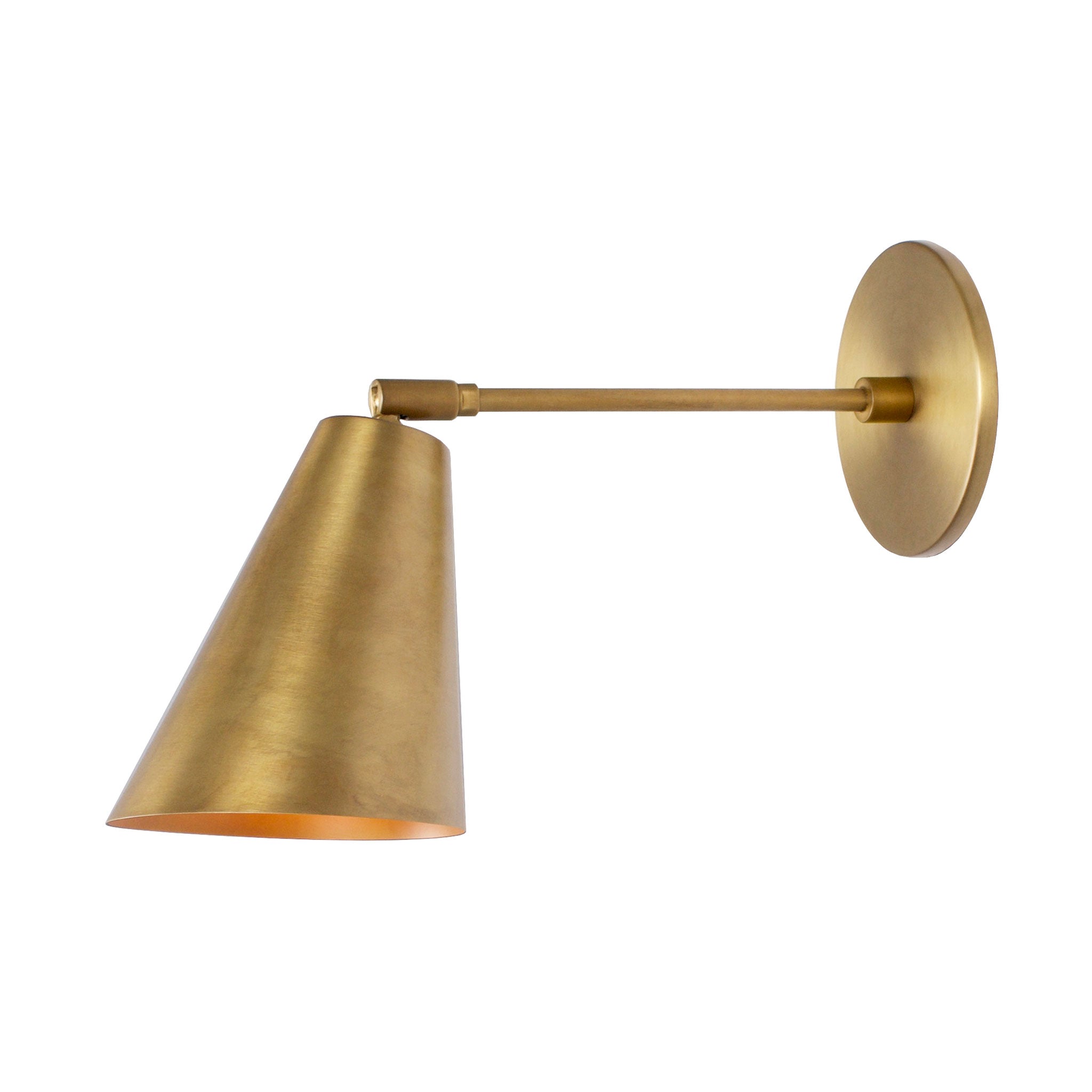 Tilt Cone shown with a 6" arm in Heirloom Brass