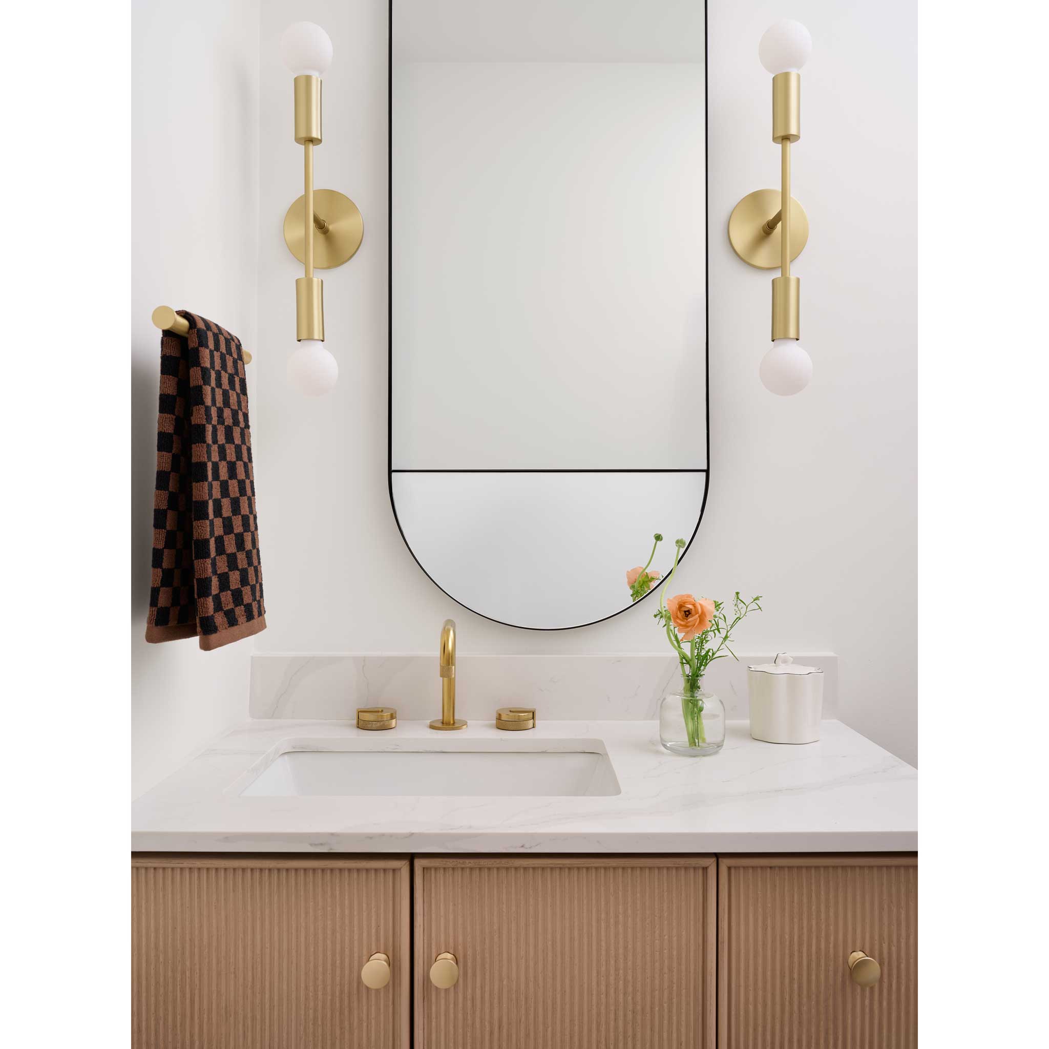 Venus Sconces in Brass, Interiors by Flax Interiors, Photo by Eli Blanton