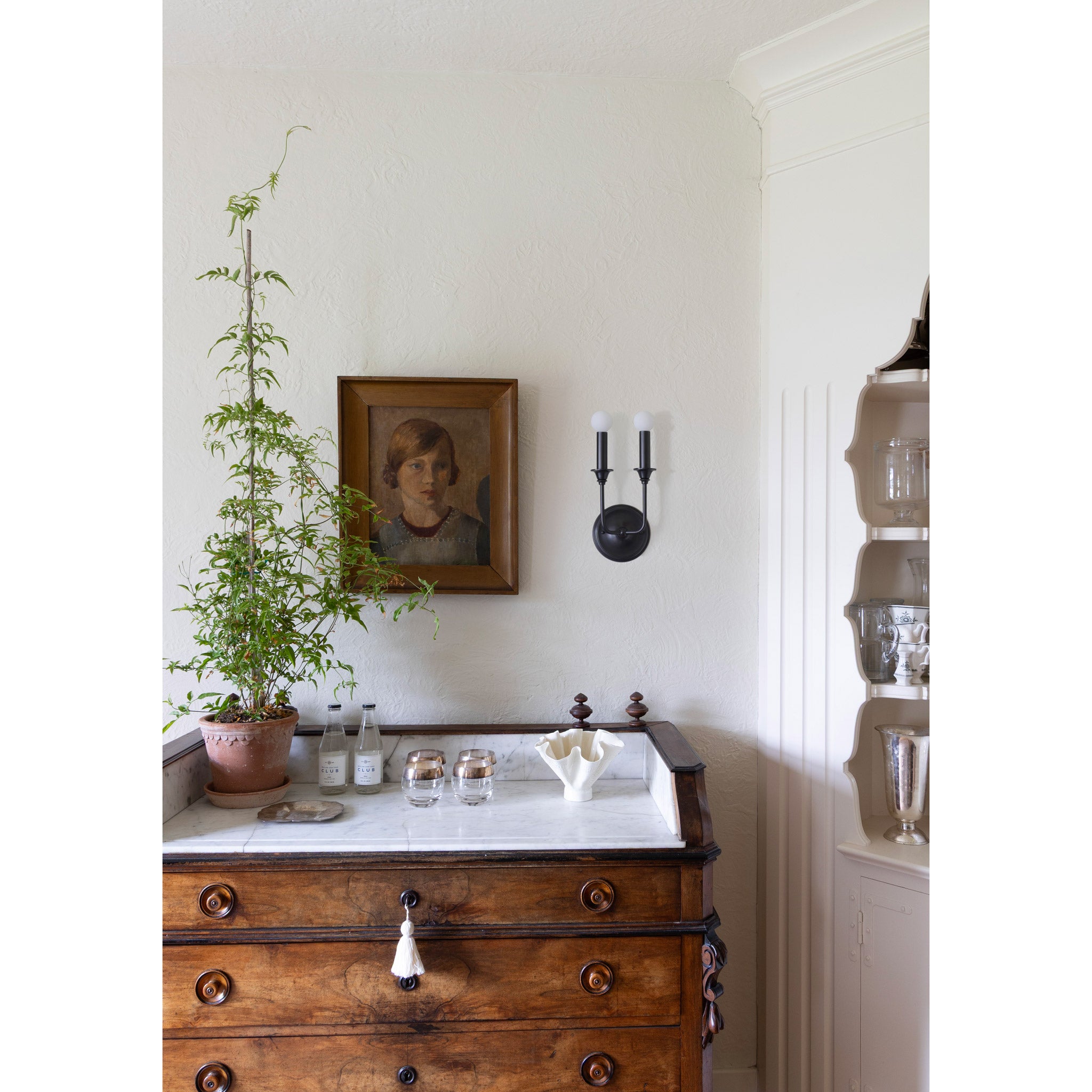 Bijou Double Candle shown in Graphite Patina. Interior design by Sarah J. Meyer Design