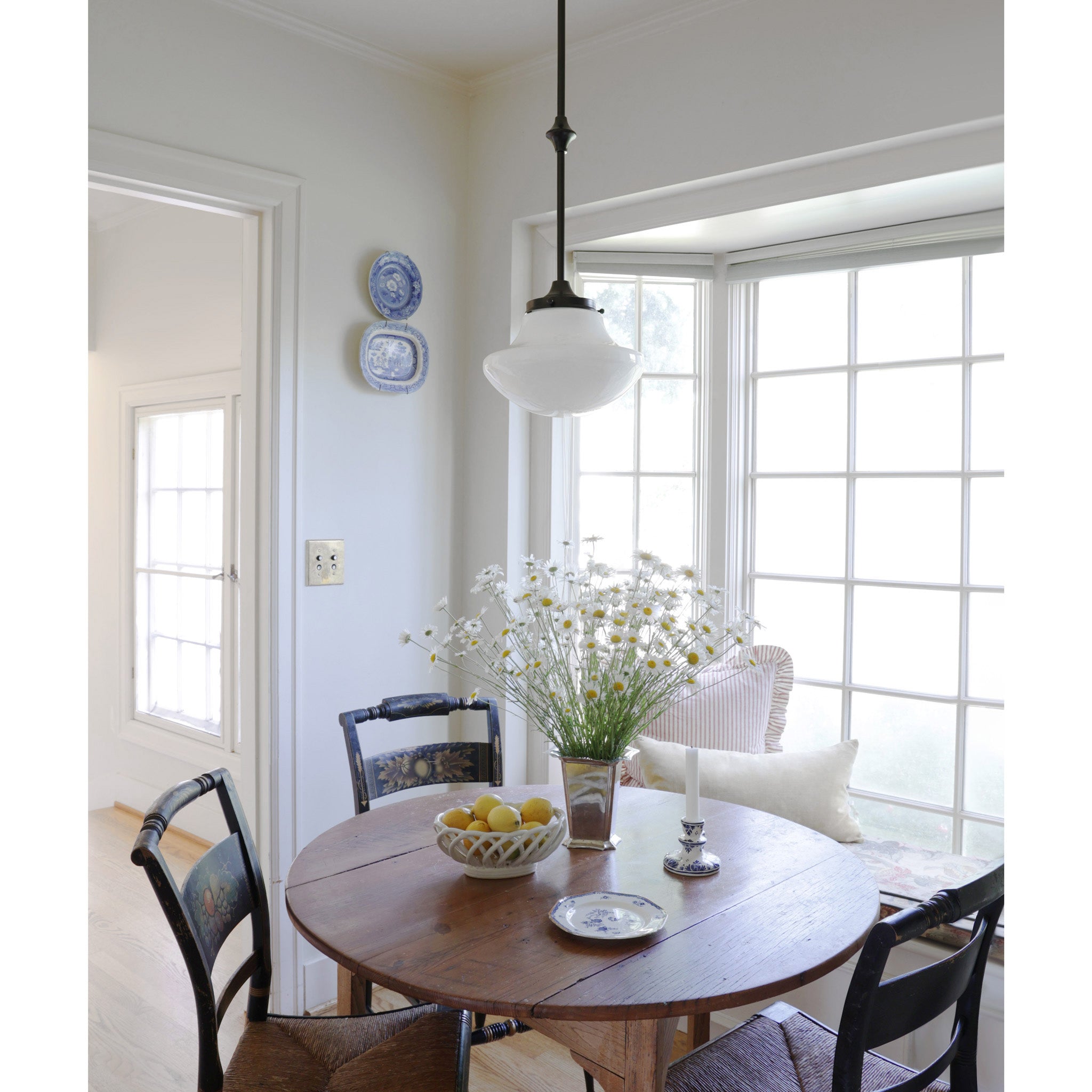 Bijou Pendant 10" Tulip shown in Graphite Patina. Interior design by Sarah J. Meyer Design