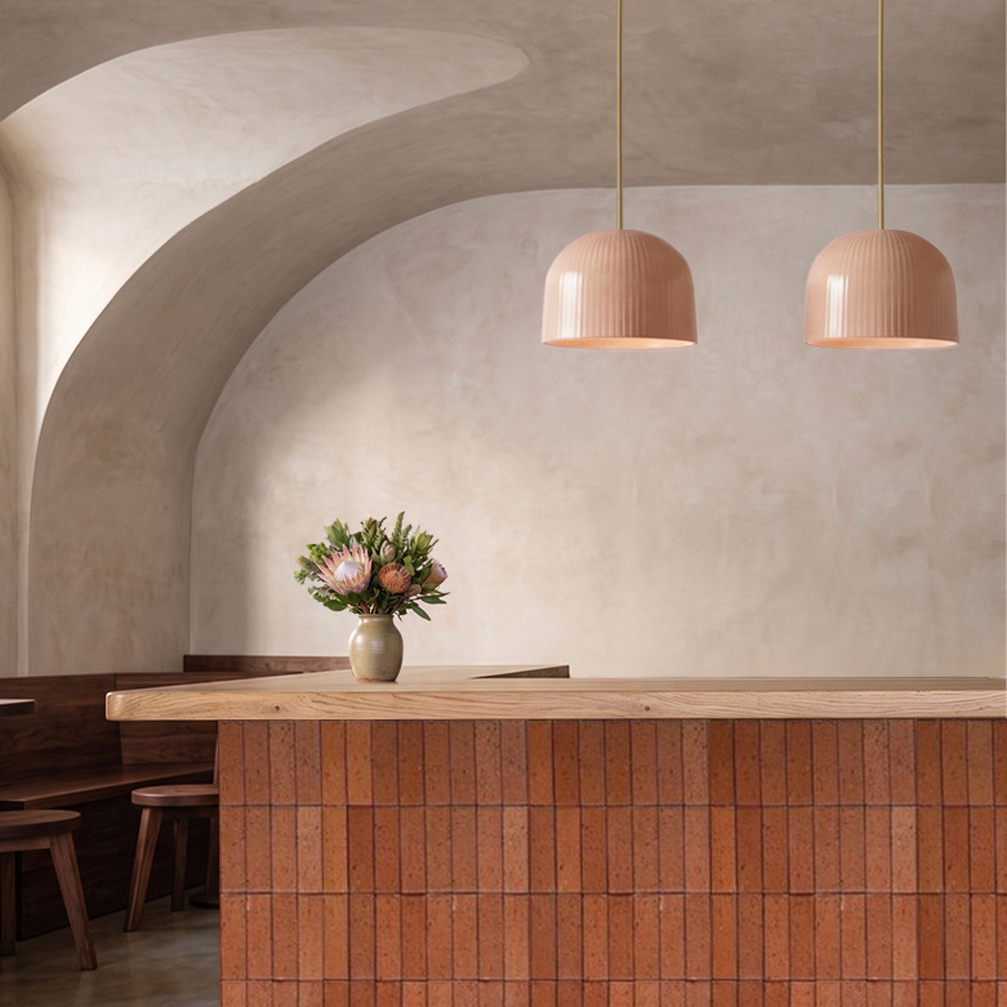 Morgan Pendant shown in Gloss Dusty Rose Glaze