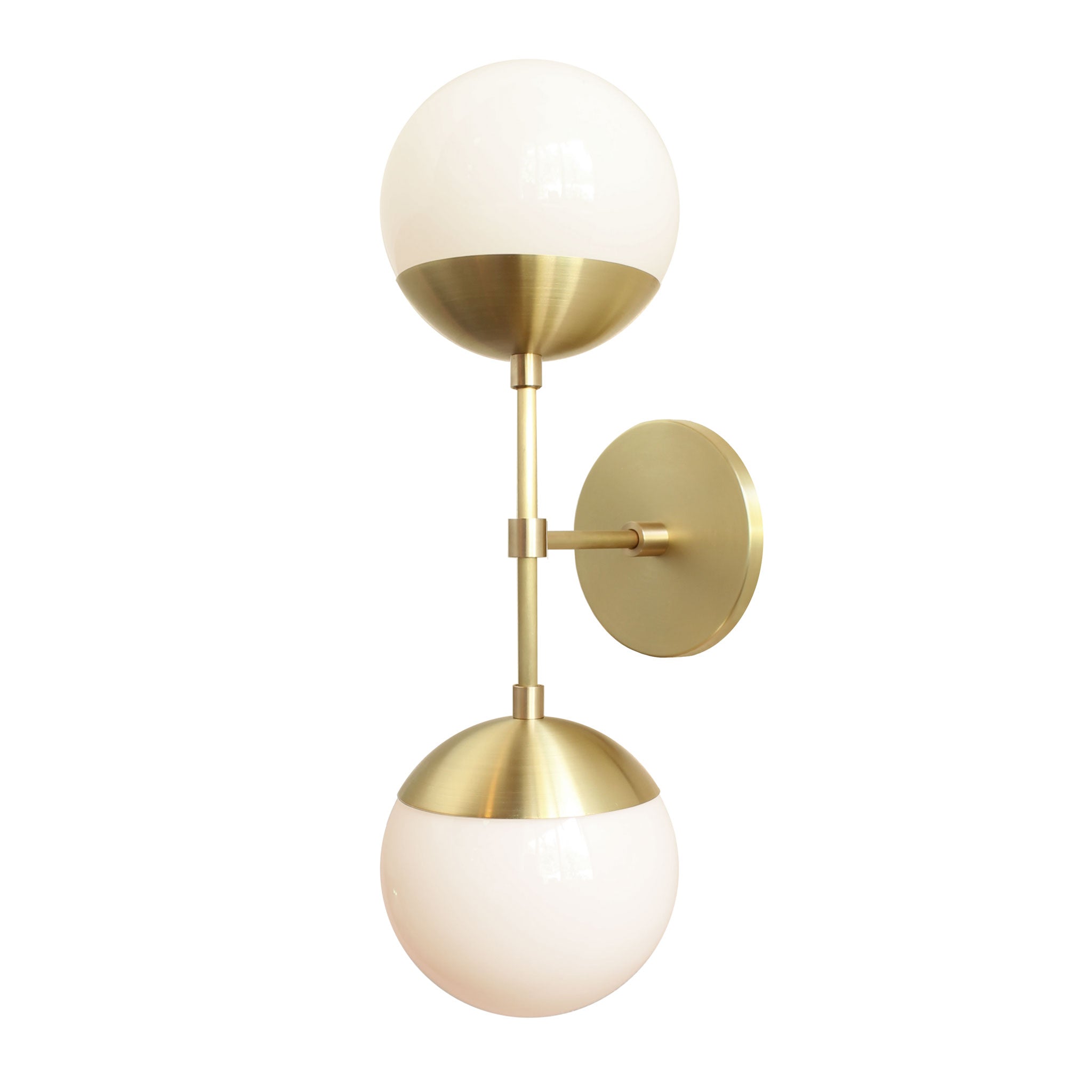 Theo shown in Brass with Opal 6" globes