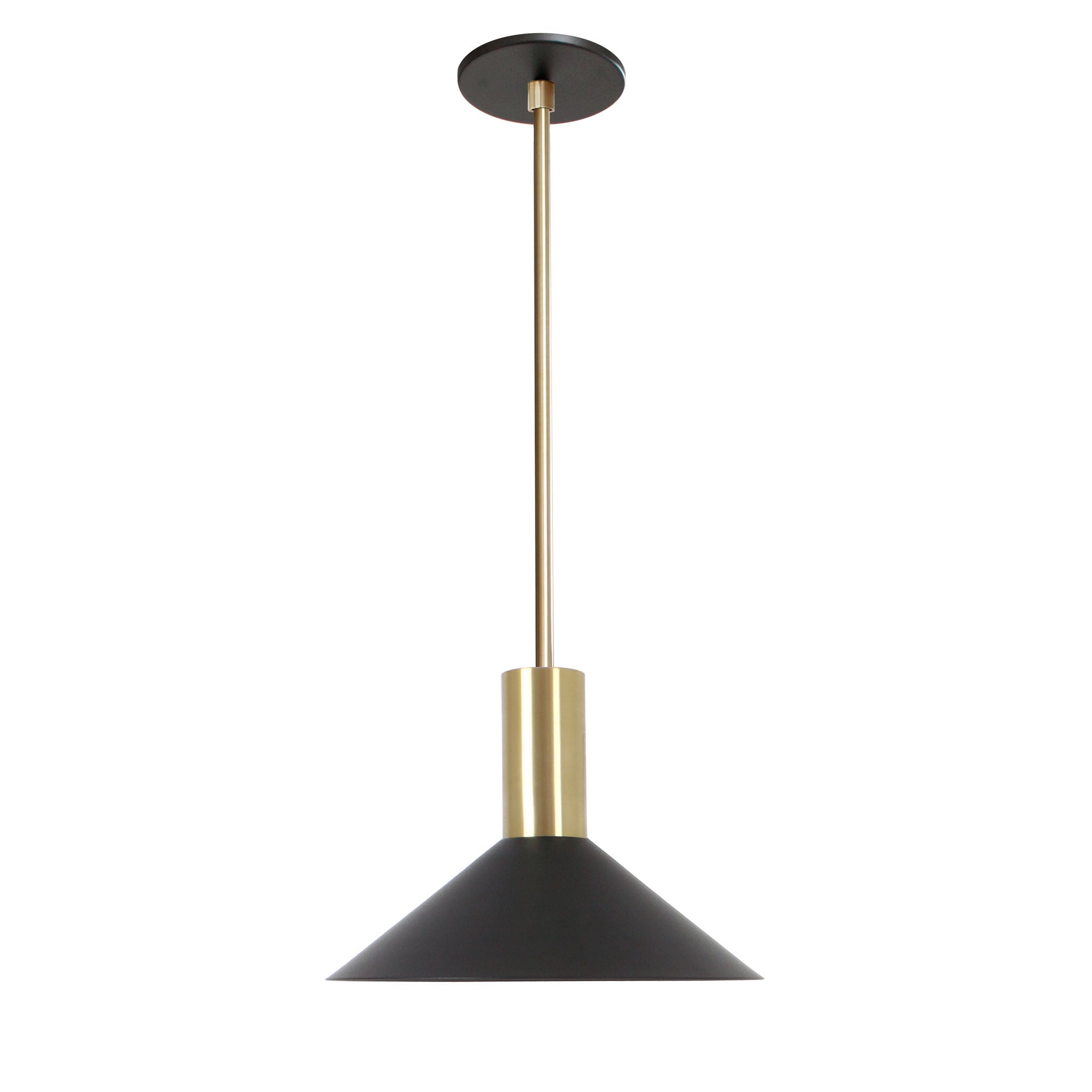 June Rod Pendant shown in Matte Black with Brass