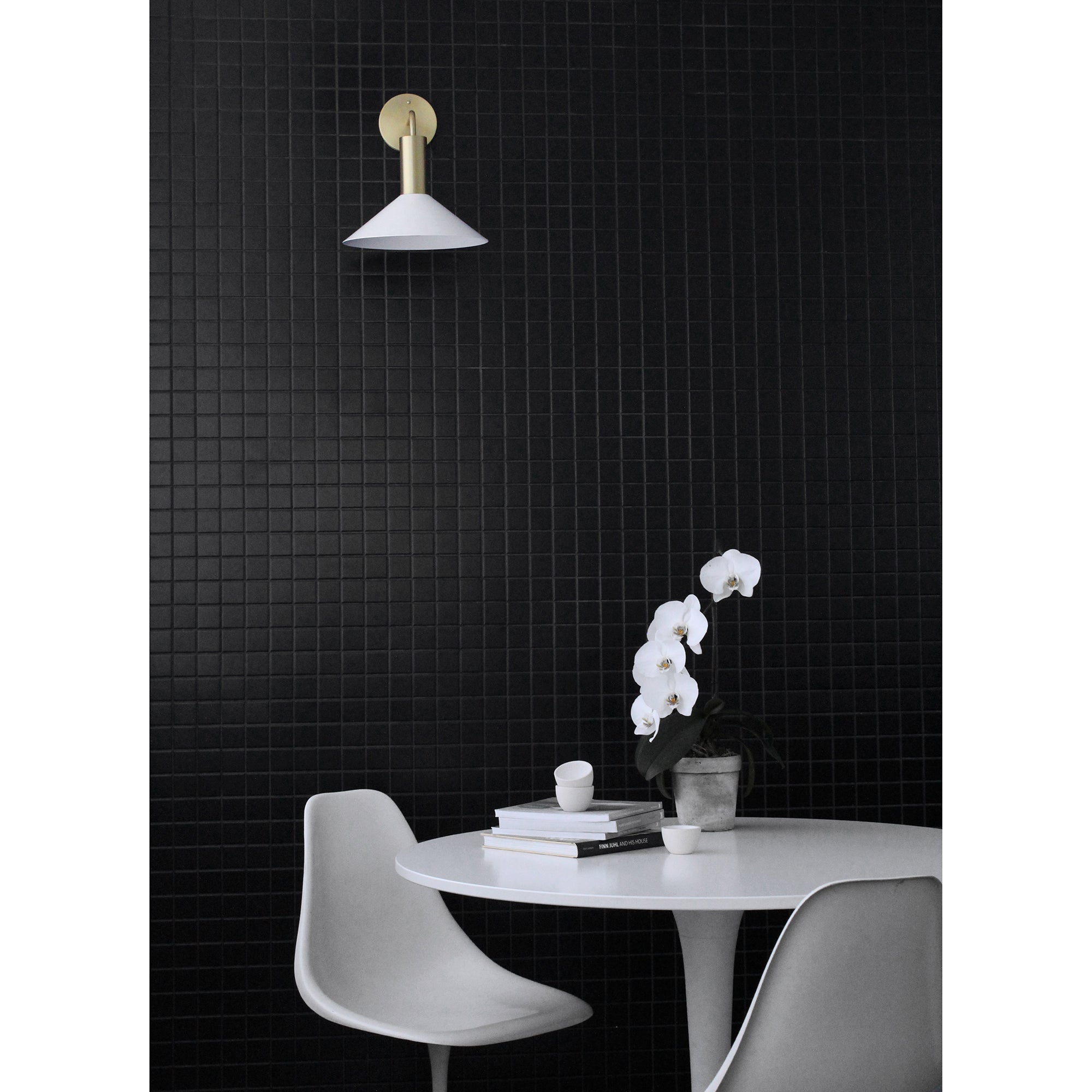 June Sconce shown in White with Brass