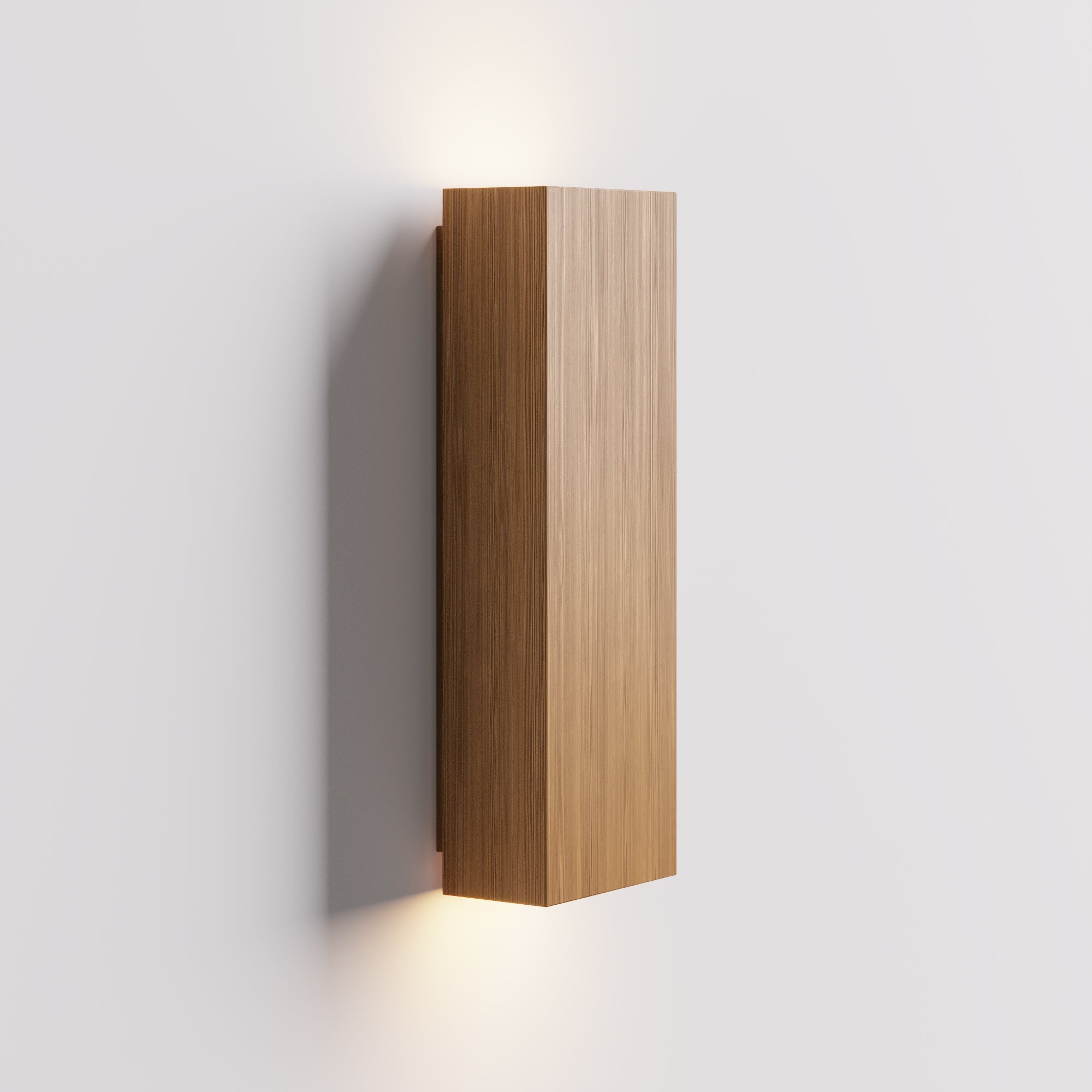 A Woodland Ada Wall Sconce In Oak Finish On A Wall