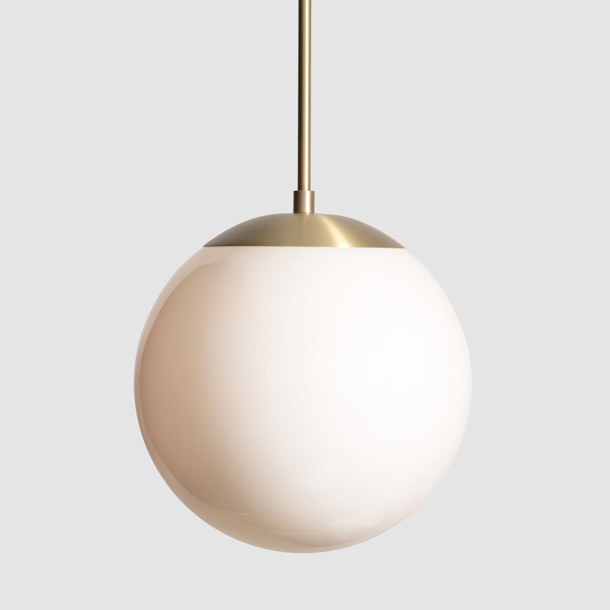 Alto Rod 10" for Vaulted Ceiling shown in Brass with an Opal 10" Globe