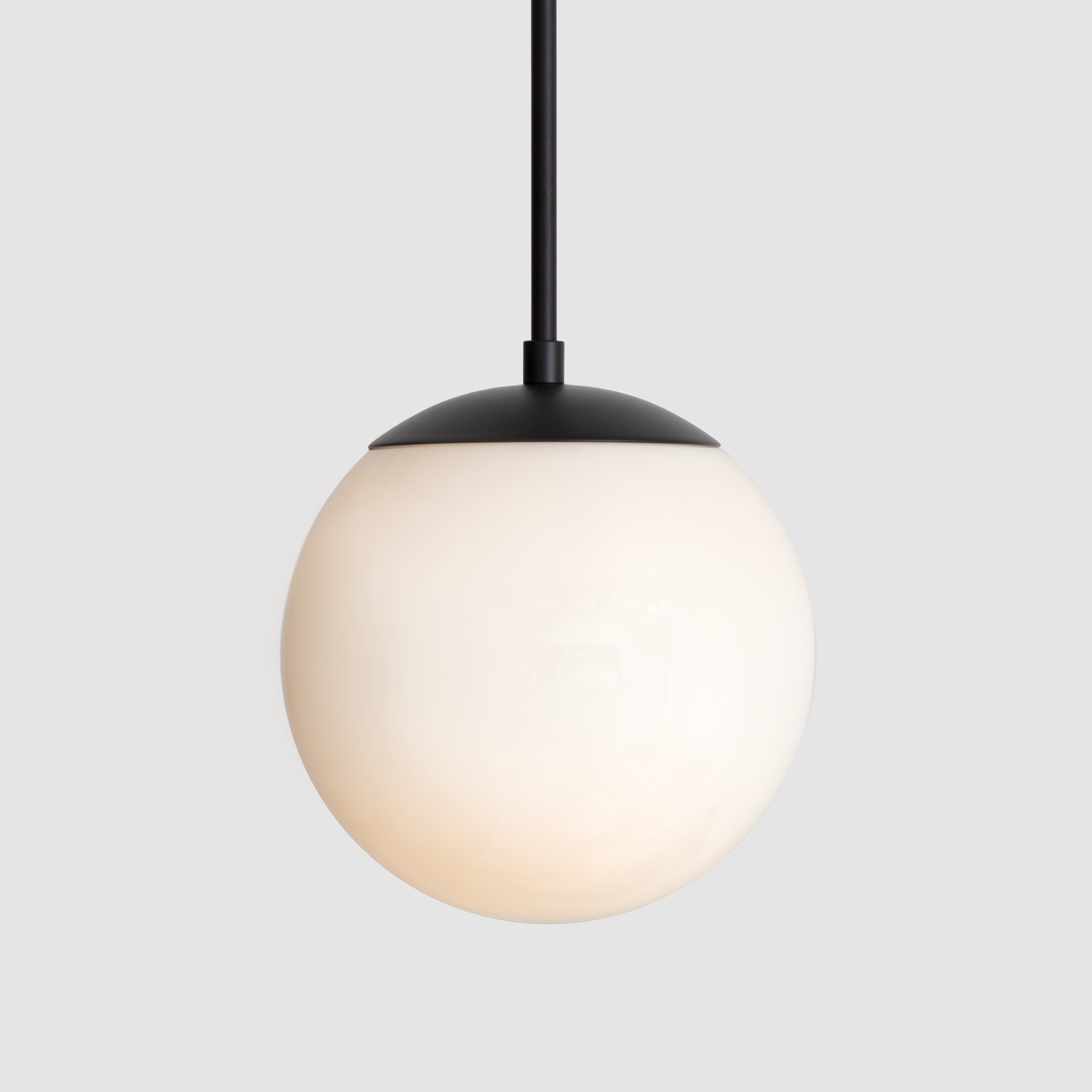 Alto Rod 8" for Vaulted Ceiling shown in Matte Black with an Opal 8" Globe