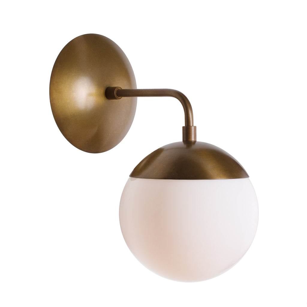 Alto Sconce 6" shown in Heirloom Brass with an Opal 6" globe.