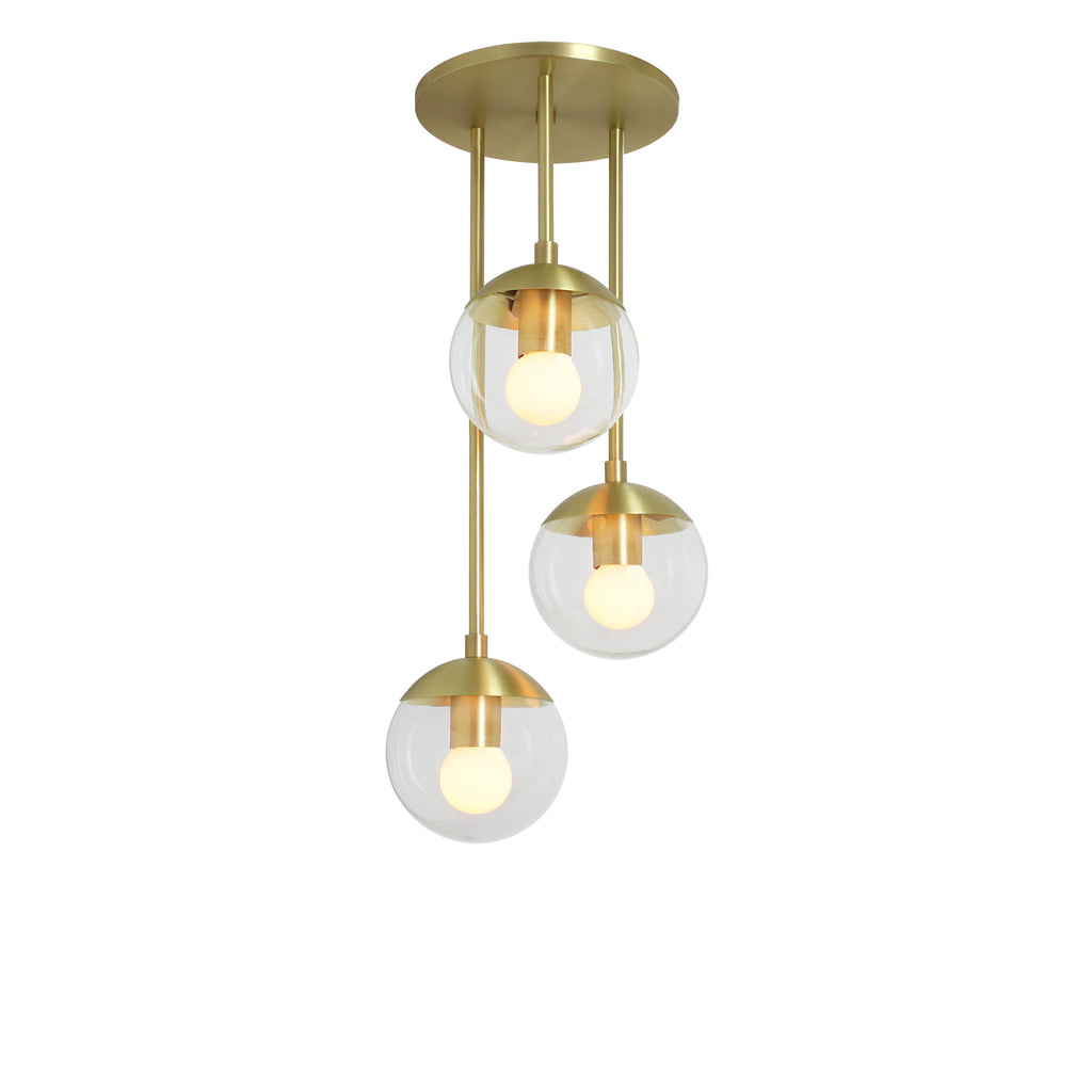 Alto Waterfall shown in Brass with Clear 6" globes.