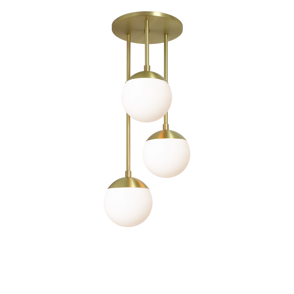 Alto Waterfall shown in Brass with Opal 6" globes.