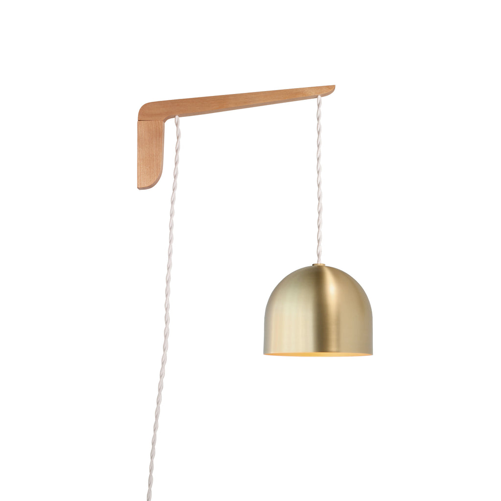 Swing Arm Amélie 6" shown in Maple with White twisted cord and Brass metal finish.