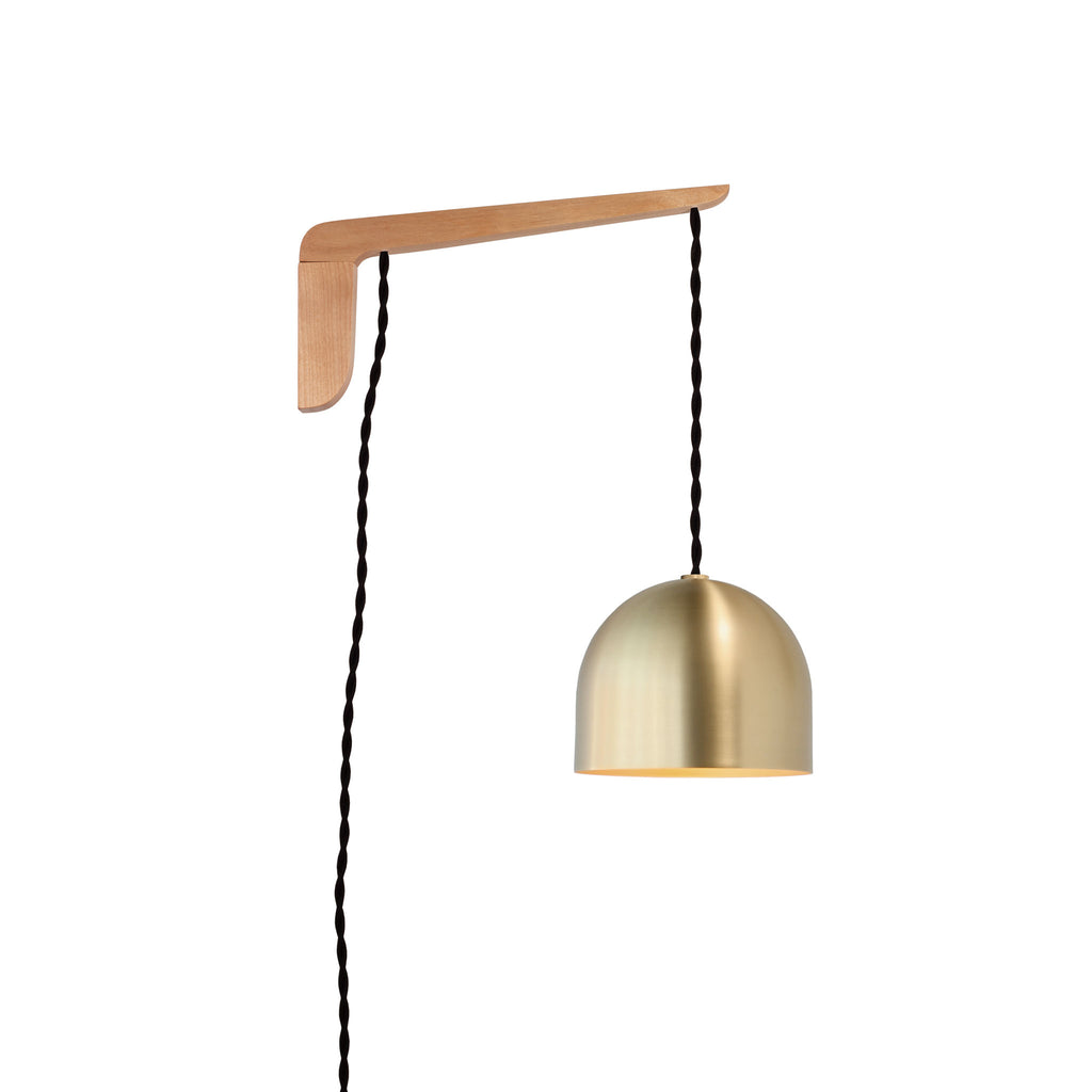 Swing Arm Amélie 6" shown in Maple with Black twisted cord and Brass metal finish.