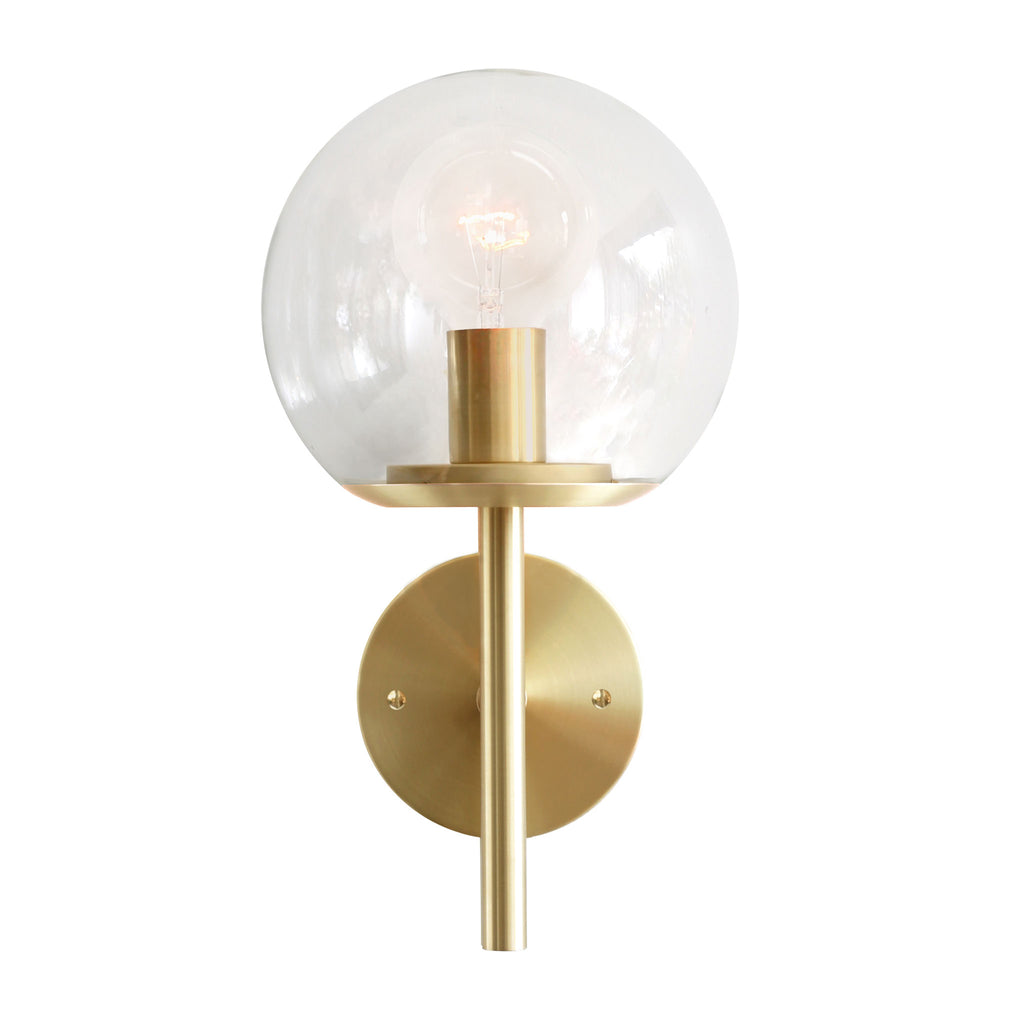 Athena 8" shown in Brass with a Clear 8" globe. 