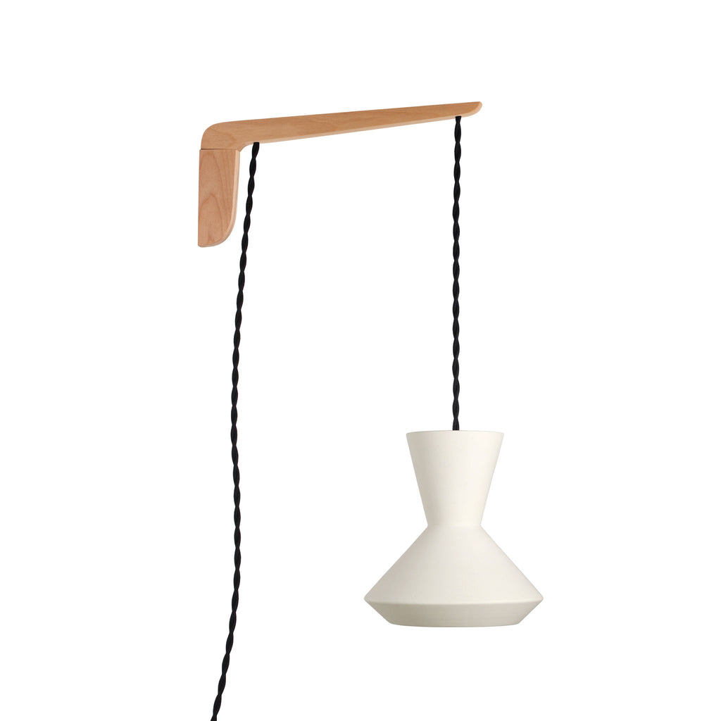 Bobbie Swing shown in Natural White Glaze with Maple wood and Black Twist cord.