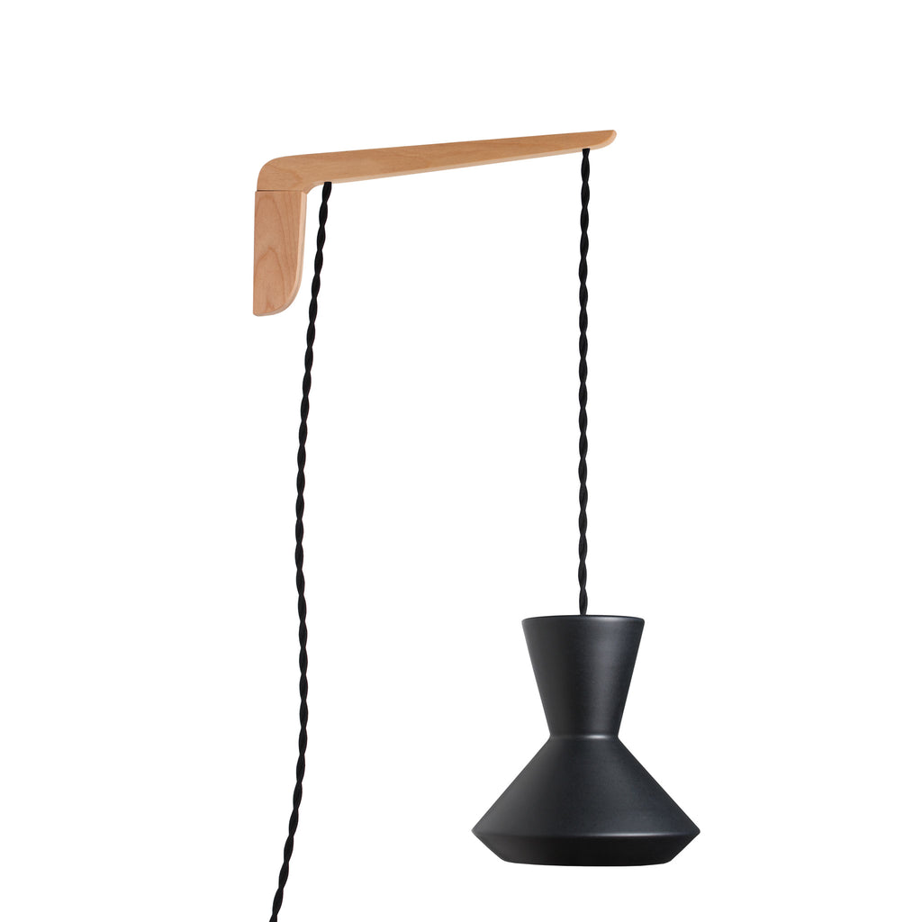 Bobbie Swing shown in Eclipse Black Glaze with Maple wood and Black Twist cord.