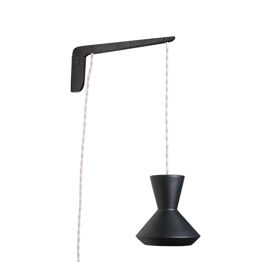 Bobbie Swing shown in Eclipse Black Glaze with Black Stained wood finish and White Twist cord.
