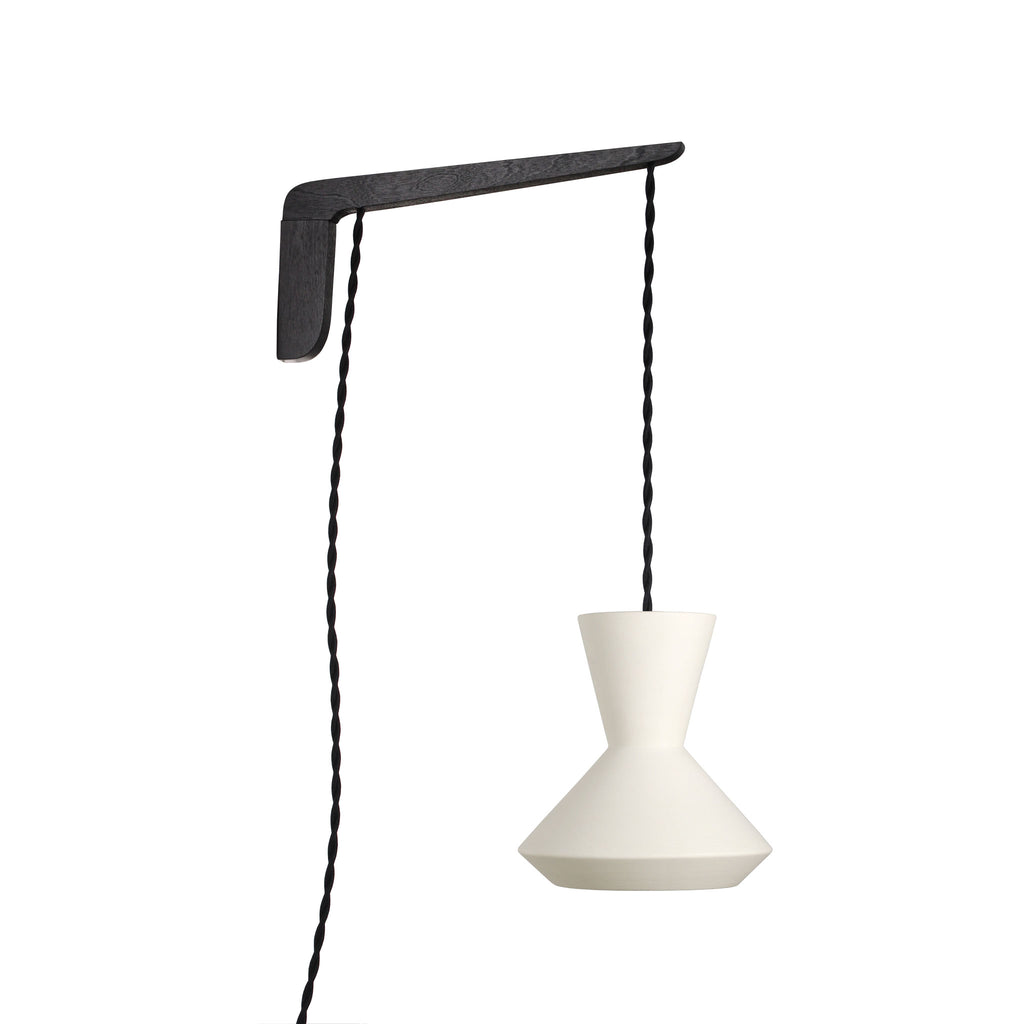 Bobbie Swing shown in Natural White Glaze with Black Stained wood finish and Black Twist cord.