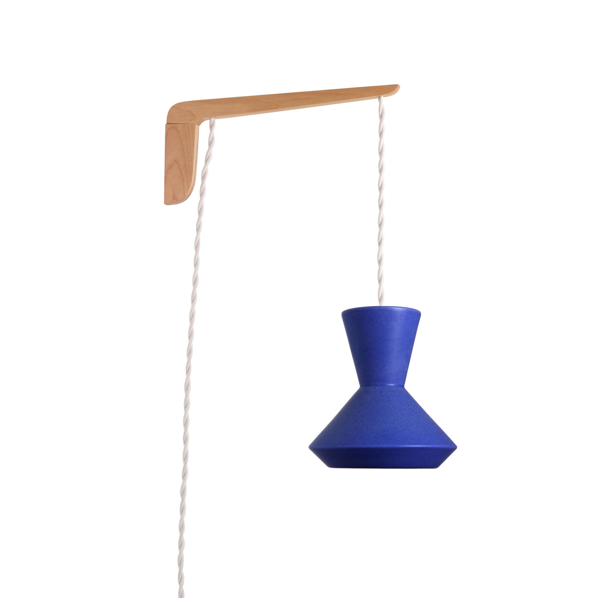 Bobbie Swing shown in Cobalt Blue Glaze with Maple wood and White Twist cord