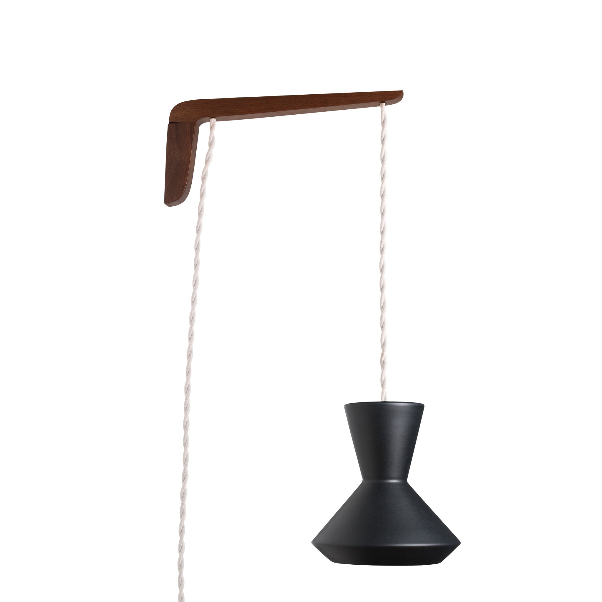 Bobbie Swing shown in Eclipse Black Glaze with Walnut wood and White Twist cord