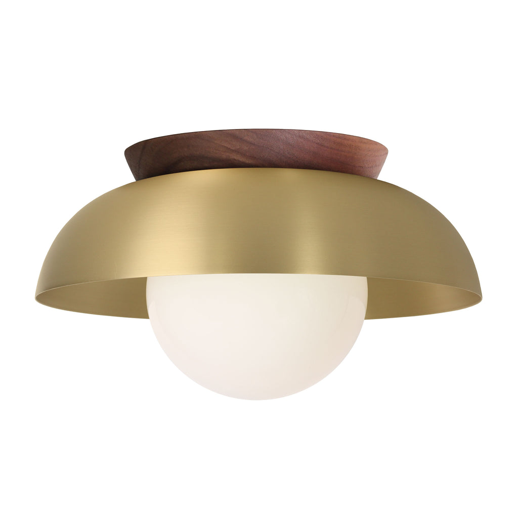 Lexi Large 6” shown with a Solid shade in Brass and Walnut canopy.