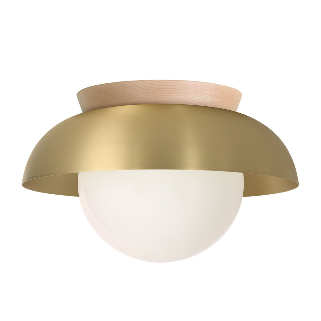 Lexi Large 8” shown with a Solid shade in Brass and Maple canopy.