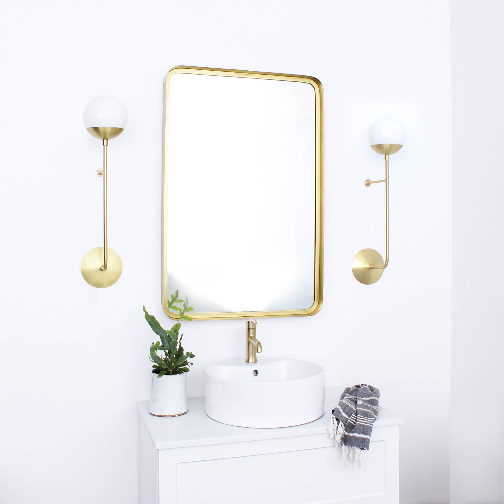 Ramona 6" shown in Brass with Opal 6" globes