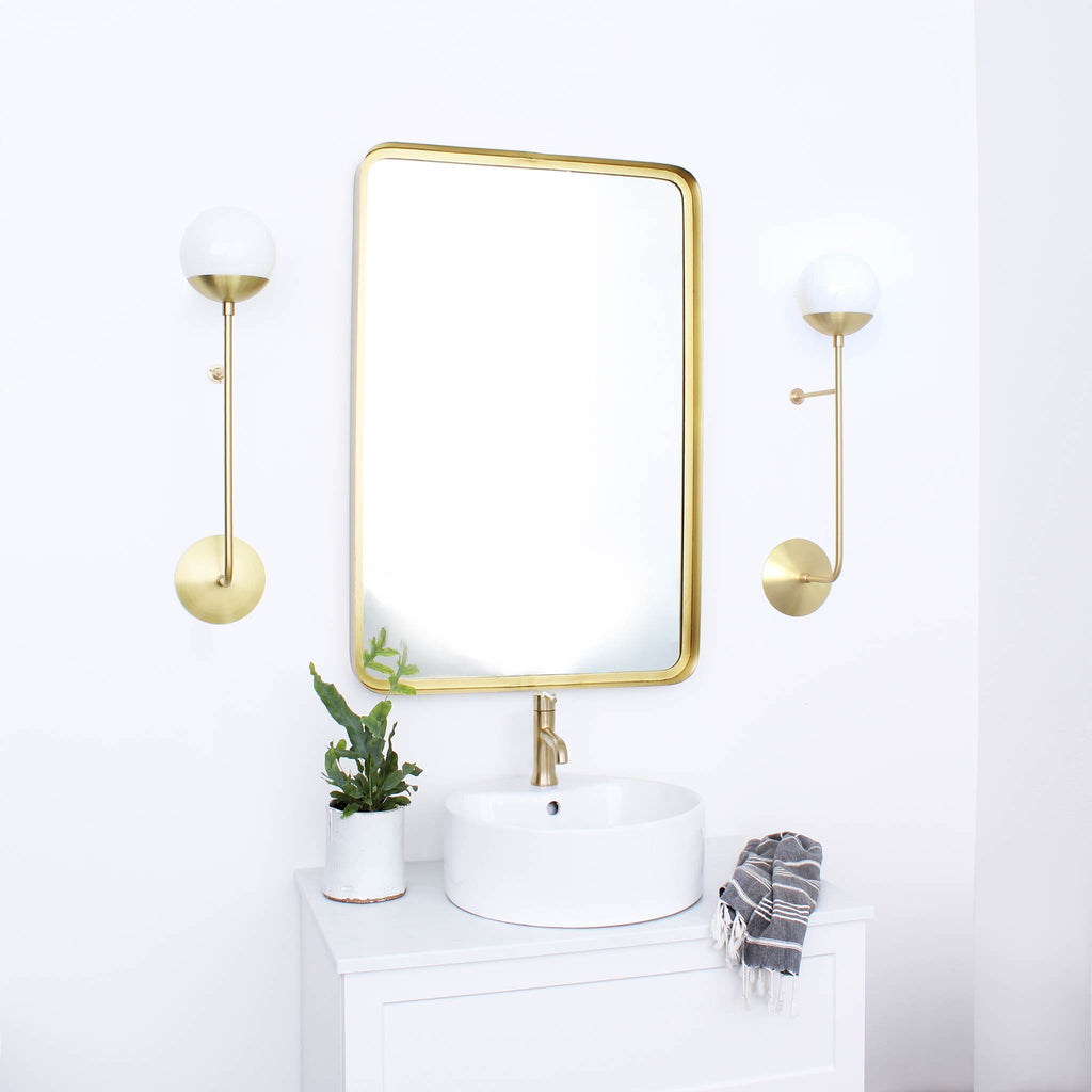Ramona 6" shown in Brass with Opal 6" globes.