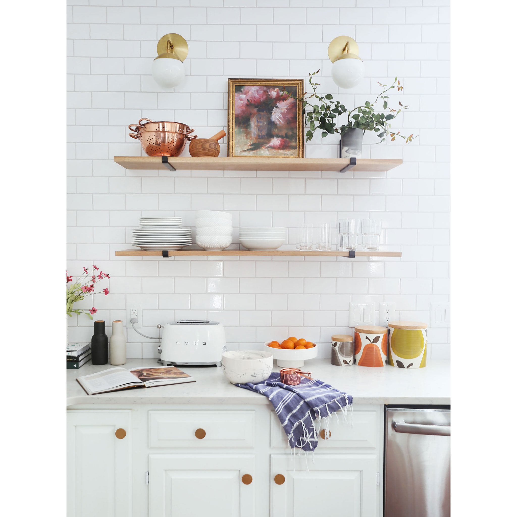 Alto Sconce 6" shown in Brass with an Opal 6" globe. Interiors by Erin Wheeler and Sunny Circle Studio