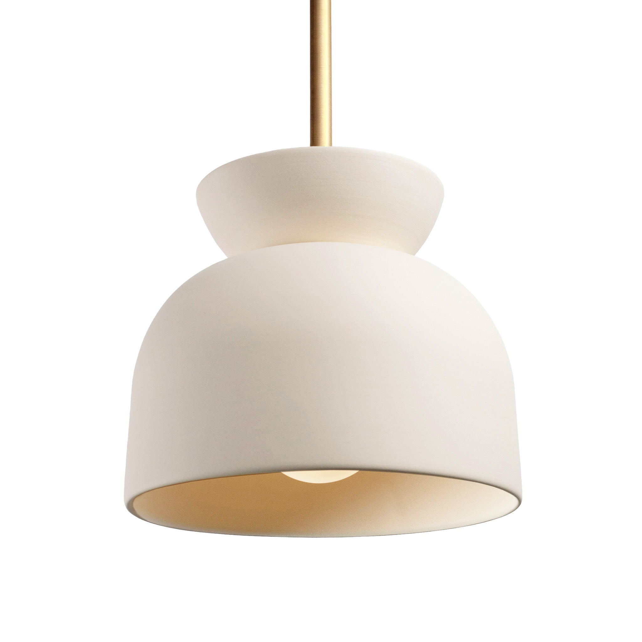 Terra Amélie Pendant for Vaulted Ceiling shown in Bone with Brass