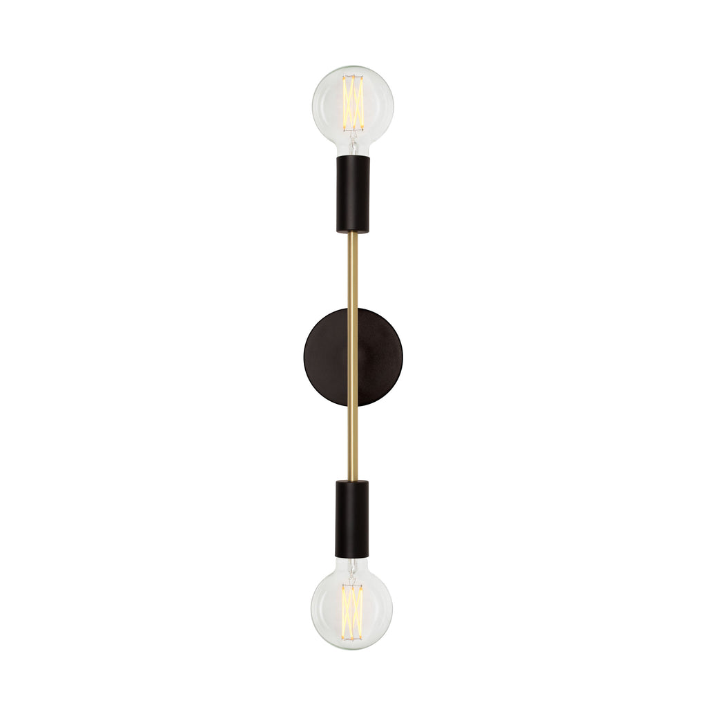 Venus Long shown in Matte Black with Brass accents and Tala Elva 6 Watt LED Light Bulbs.