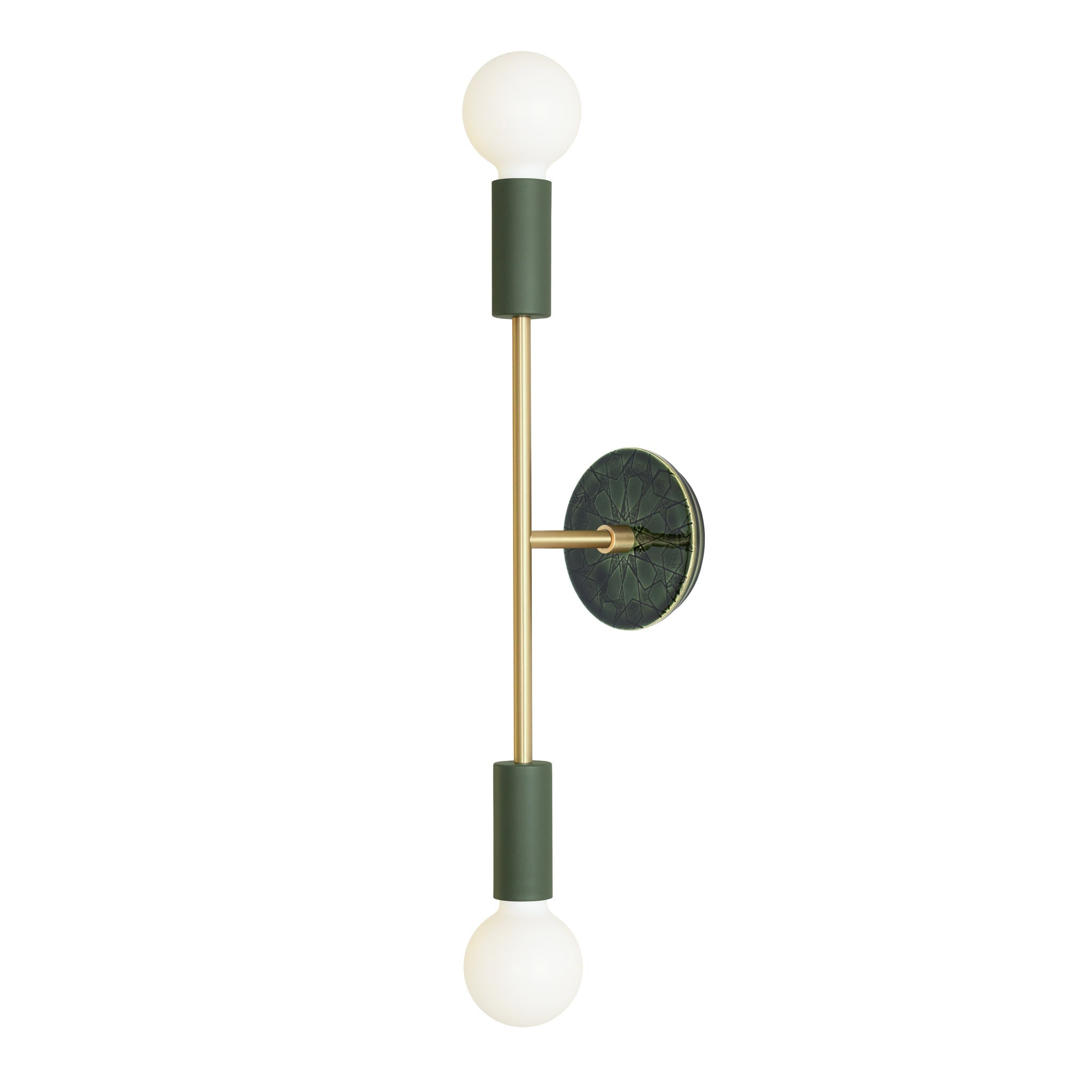 Venus Long with Ceramic Canopy shown in Secret Garden Green with Brass with Star canopy pattern in Forest Green