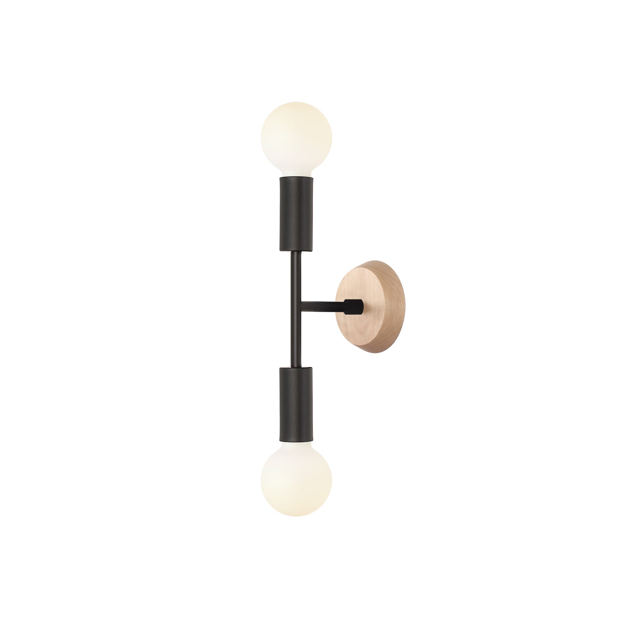 A Venus Mini With Wood Canopy In Black Finish On A White Background