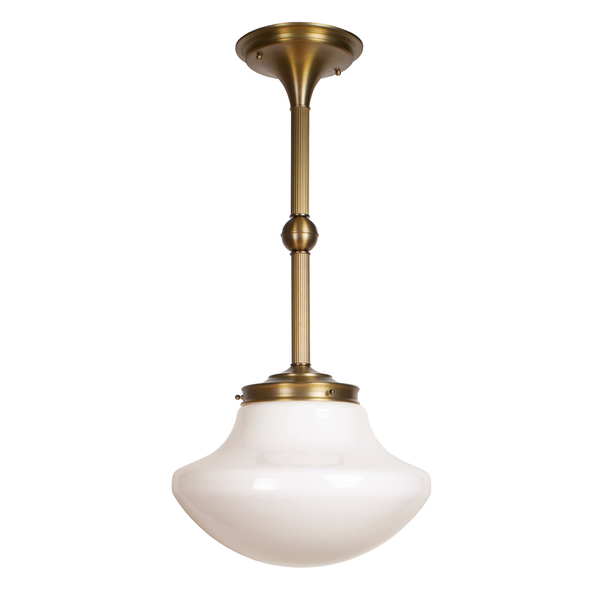 Sorbonne Pendant 14" Tulip shown in Heirloom Brass