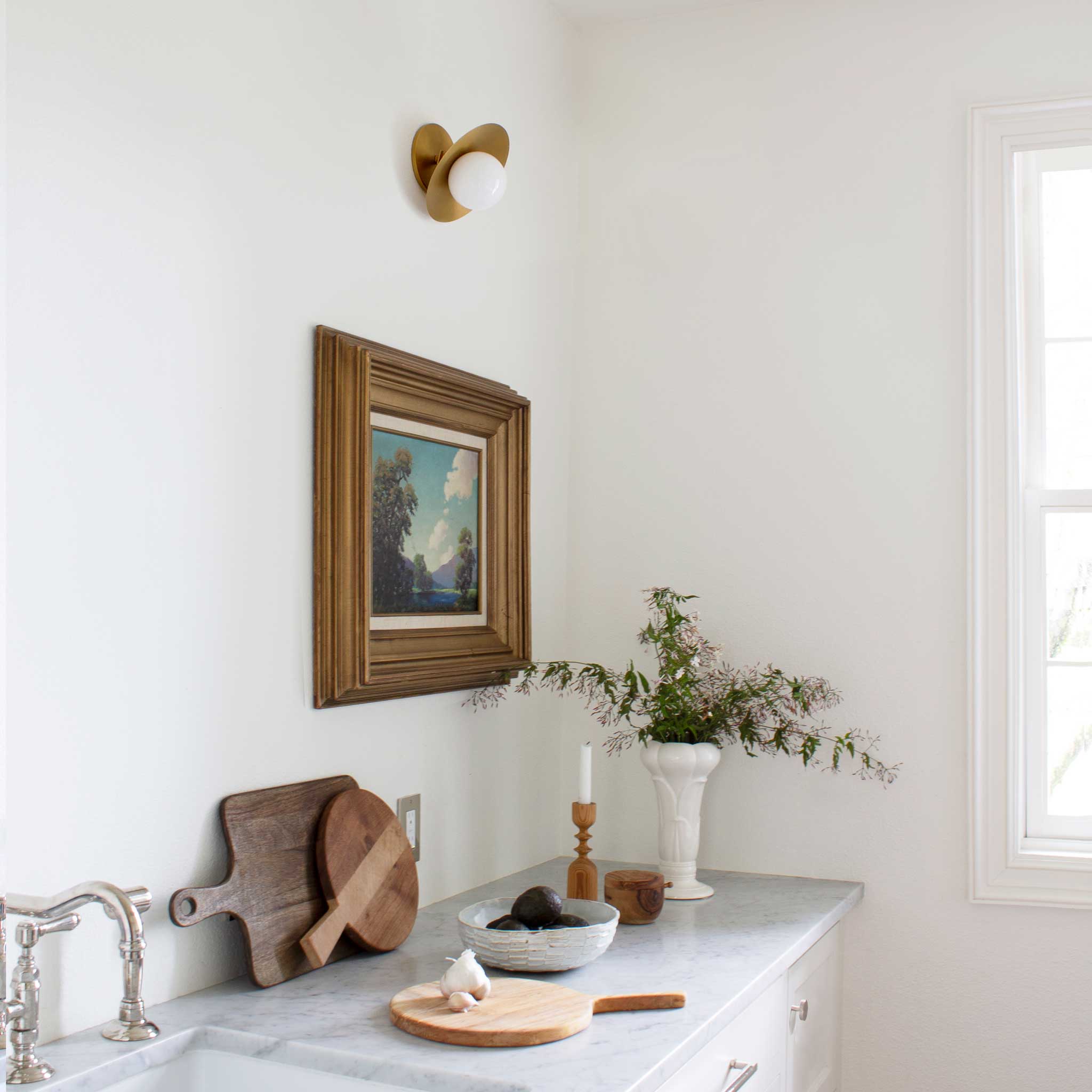 Marie Petite Flush Sconce shown in Heirloom Brass