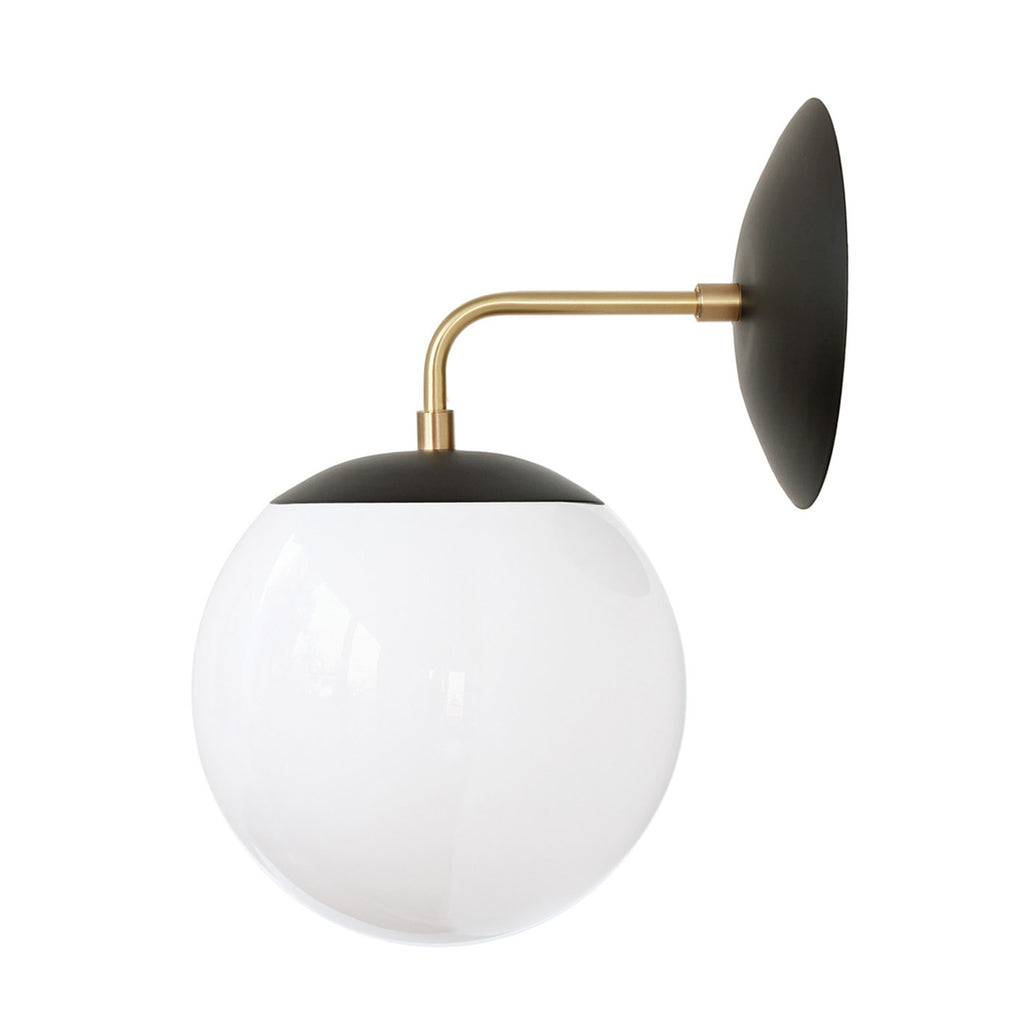 Alto Sconce 8" shown in Matte Black with Brass with an 8" Opal globe.