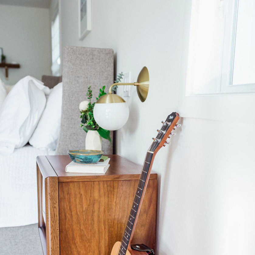 Alto Sconce 6" shown in Brass with an Opal 6" globe