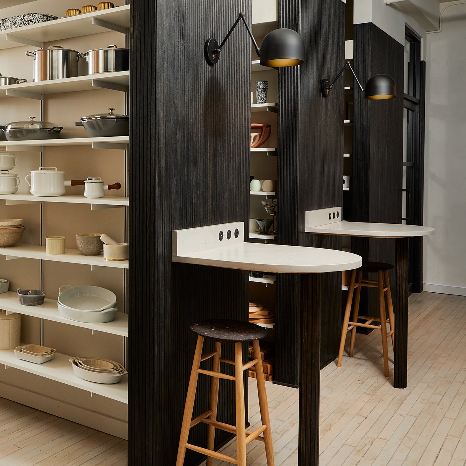 Amélie Double Articulated 8" shown in Matte Black with Graphite Patina Accents. Design by Brad Sherman of Float Studio for Food52. Photo by Rocky Luten